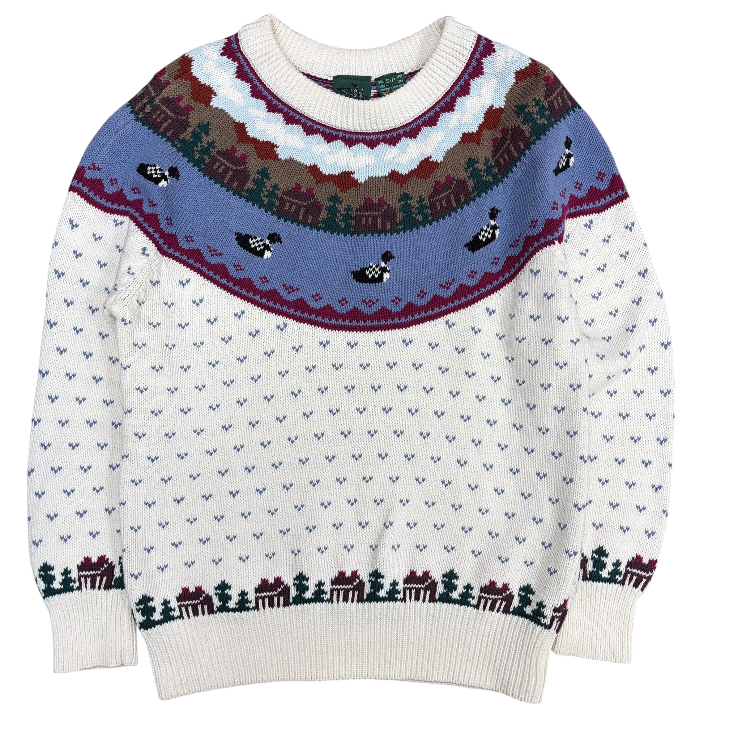 Vintage Northern Reflections Loon Scenery Pattern Knit