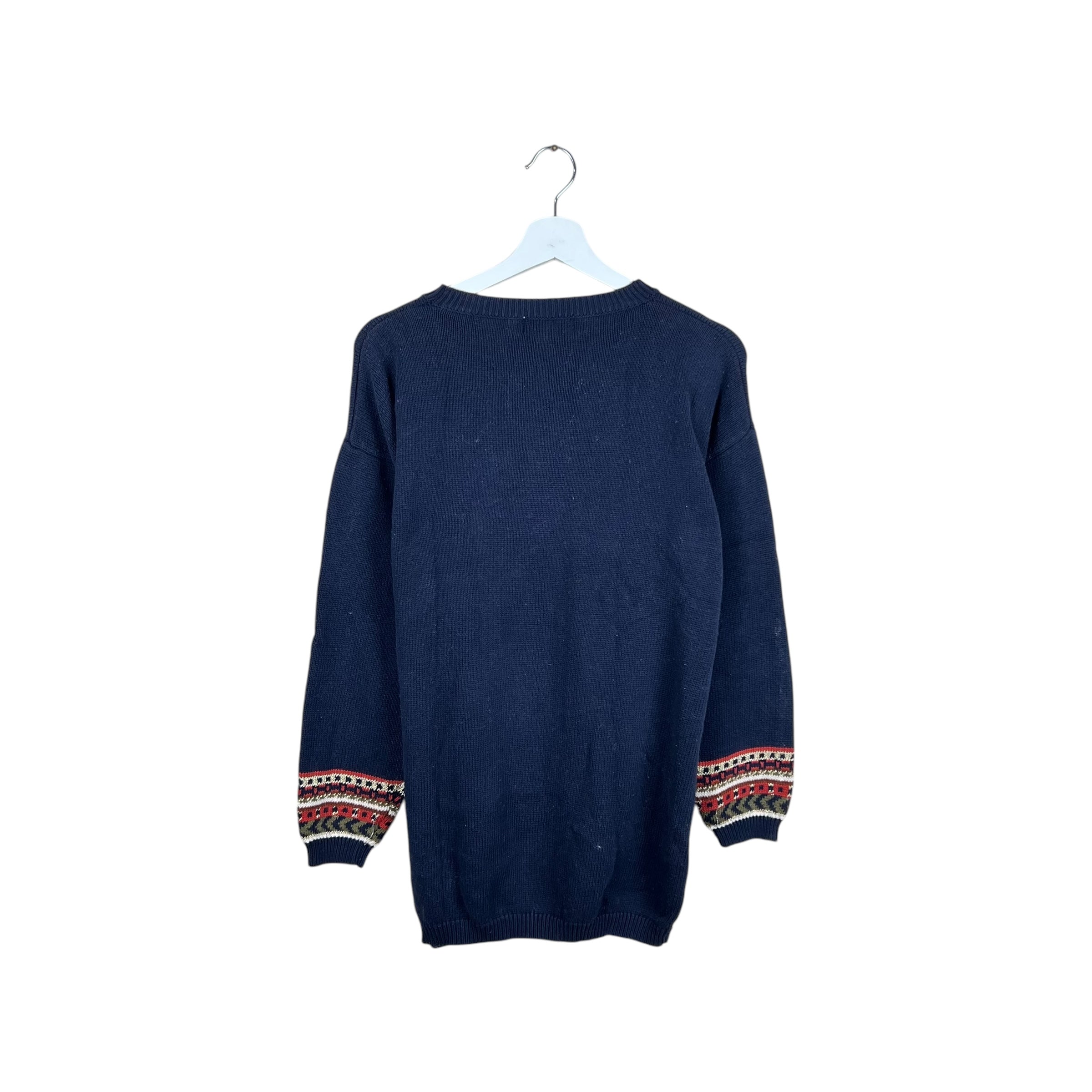 Vintage Franco Valeri Women’s Embellished Pattern Knit Navy