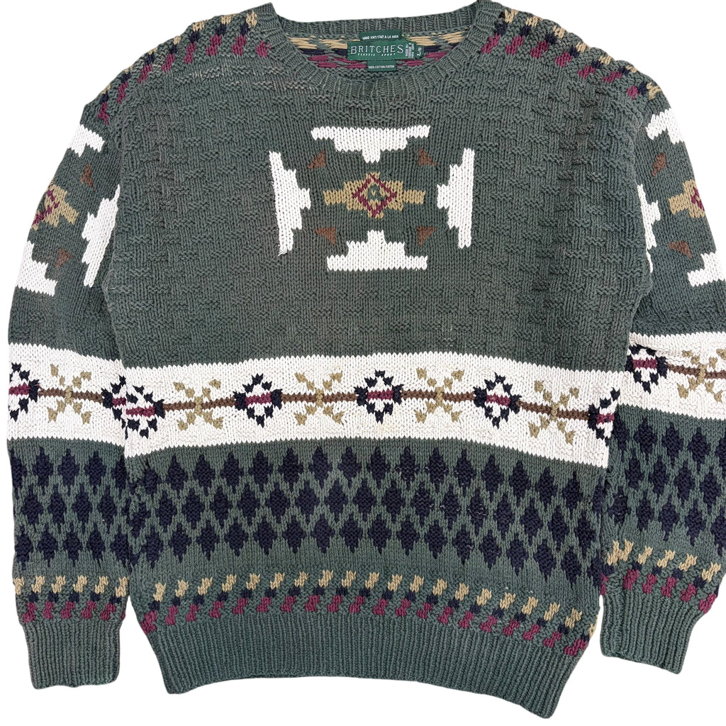 Vintage Britches Asymmetric Pattern Knit Green