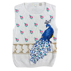 Vintage The Eagle’s Eye Peacock Knit Vest White