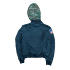 Vintage Denim & Supply Ralph Lauren Women’s Camo Hoodie Bomber Jacket Black