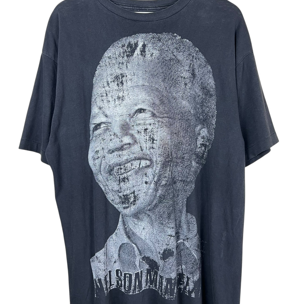 Vintage Nelson Mandela Big Face Tee Faded Black