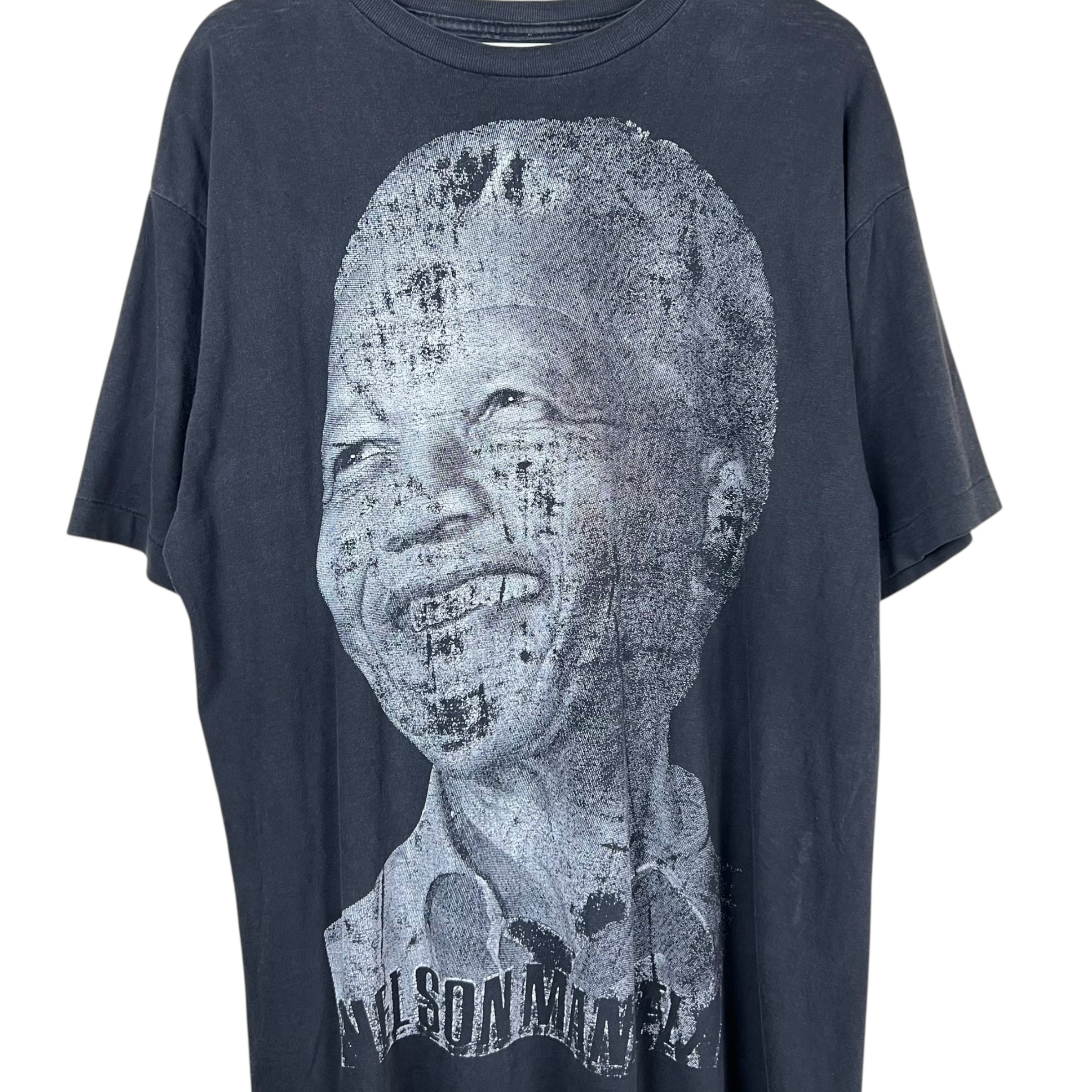 Vintage Nelson Mandela Big Face Tee Faded Black