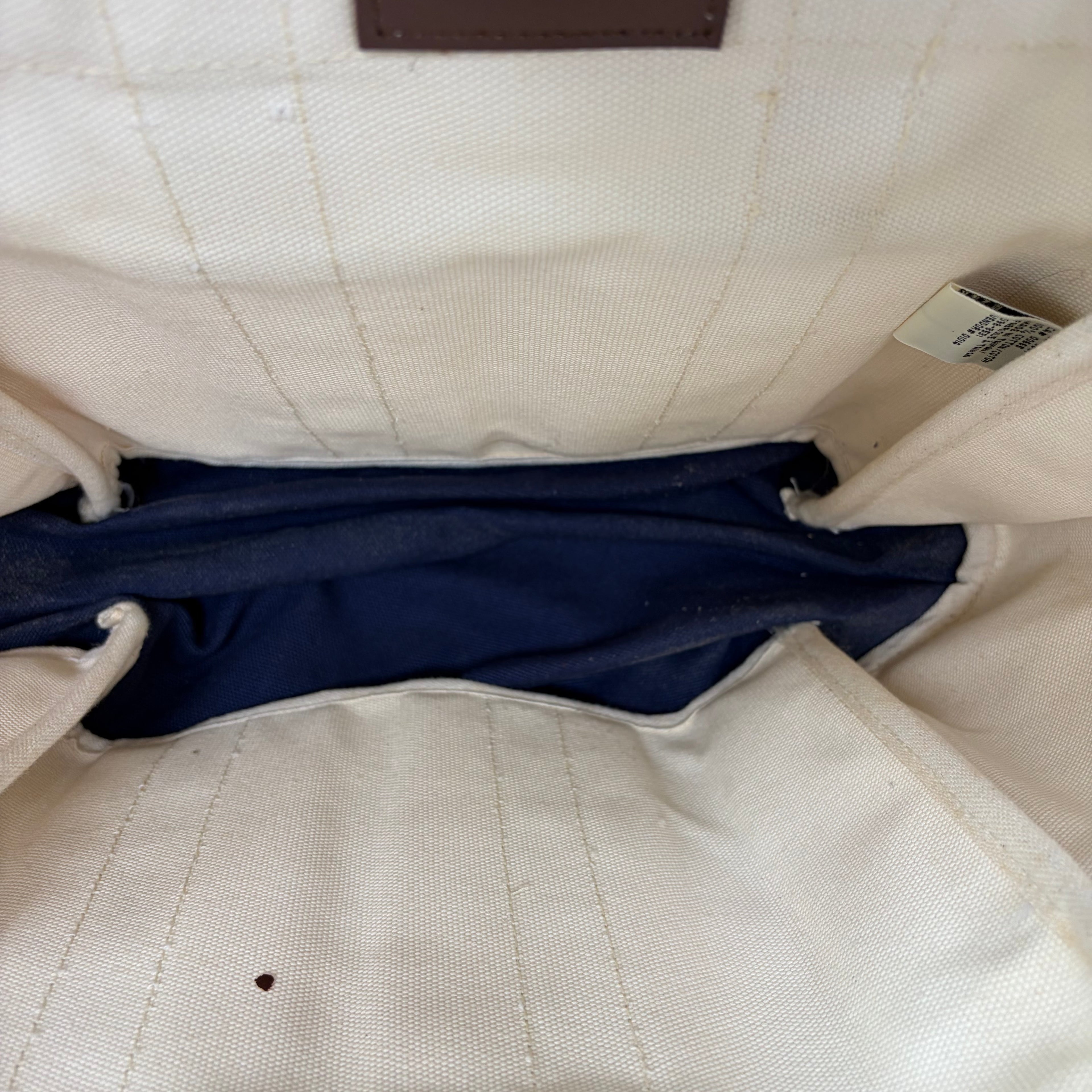 Vintage Eddie Bauer Canvas Garden Tote Bag Cream/Navy