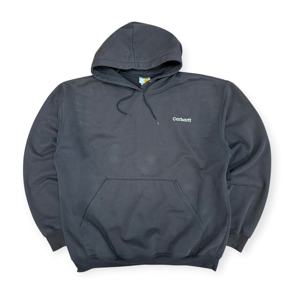 Vintage Carhartt Spellout Hoodie Faded Black