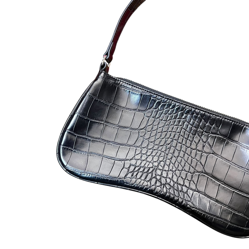 JW PEI Eva Shoulder Handbag Black Crocodile