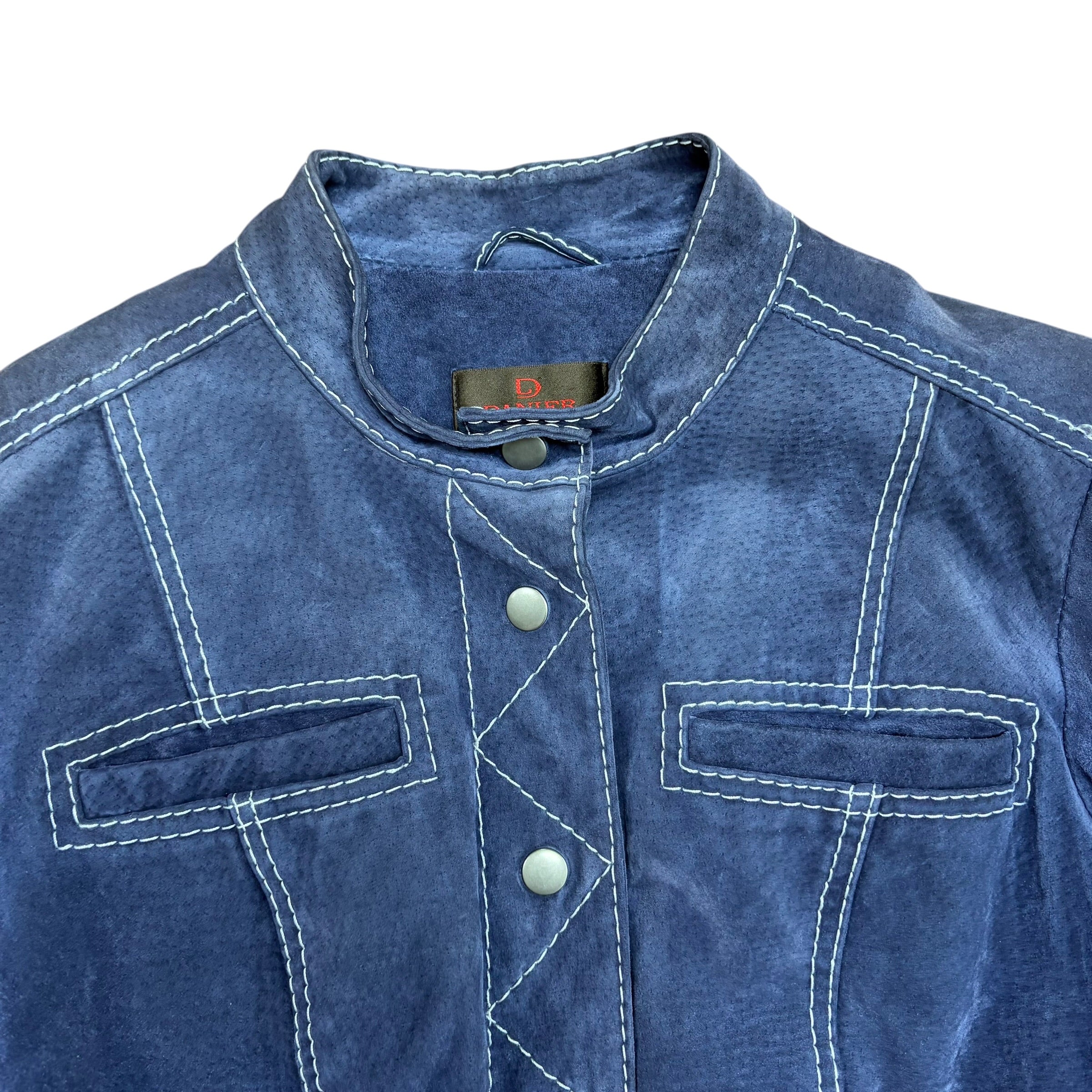 Vintage Danier Women’s Western Suede Leather Jacket Blue