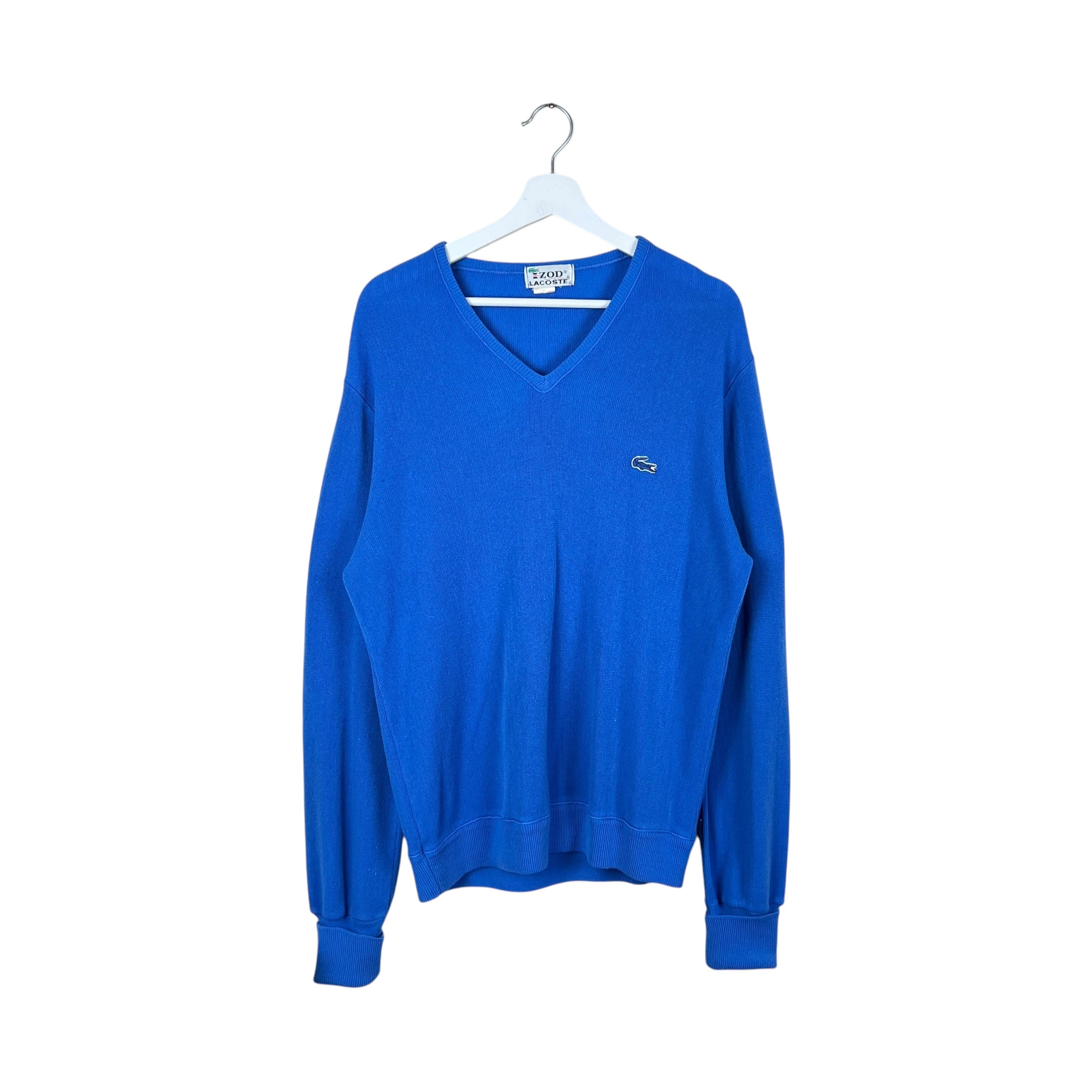 Vintage IZOD x Lacoste V Neck Logo Knit Bold Blue
