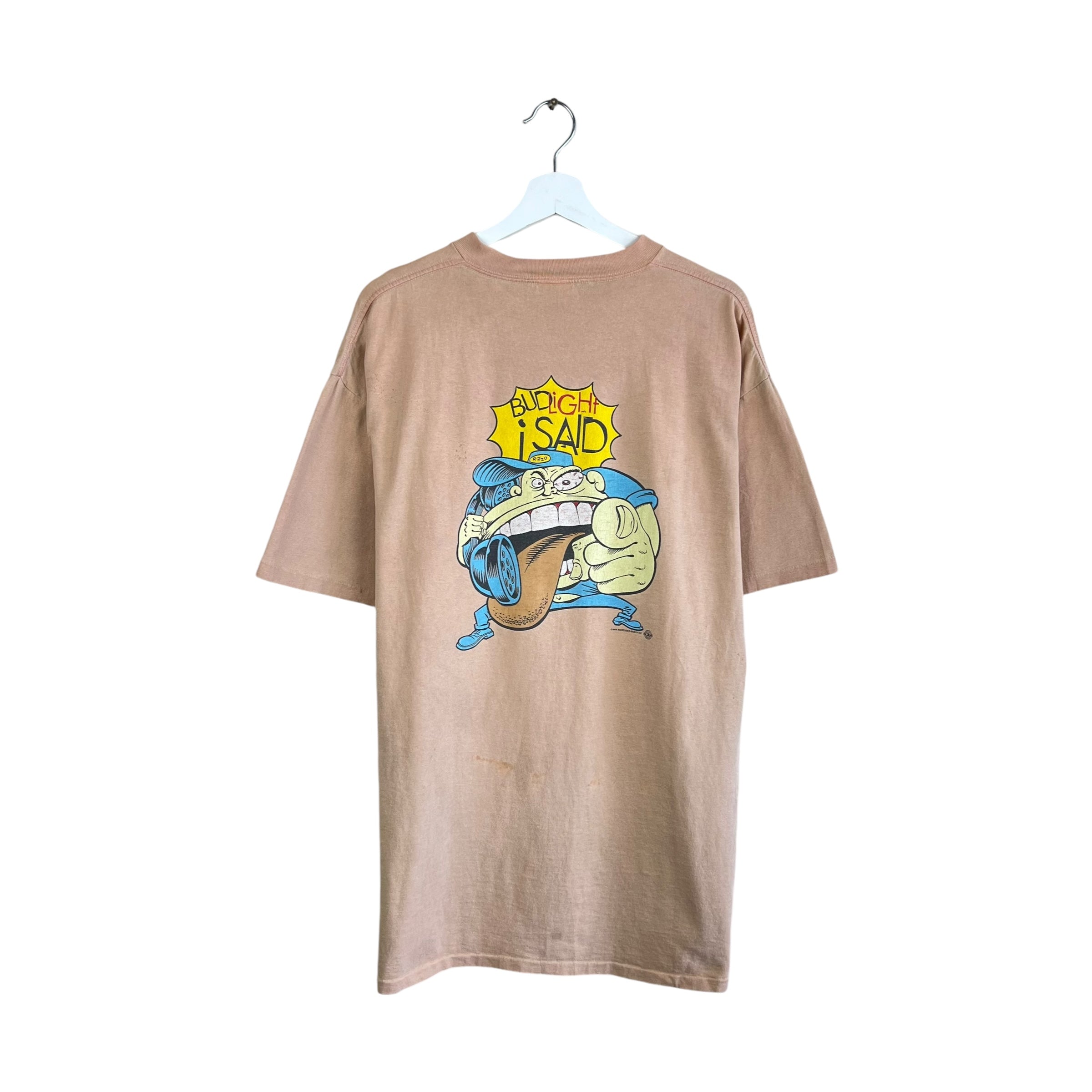 1996 Budweiser “Bud Light I Said!” Character Graphic Tee Salmon