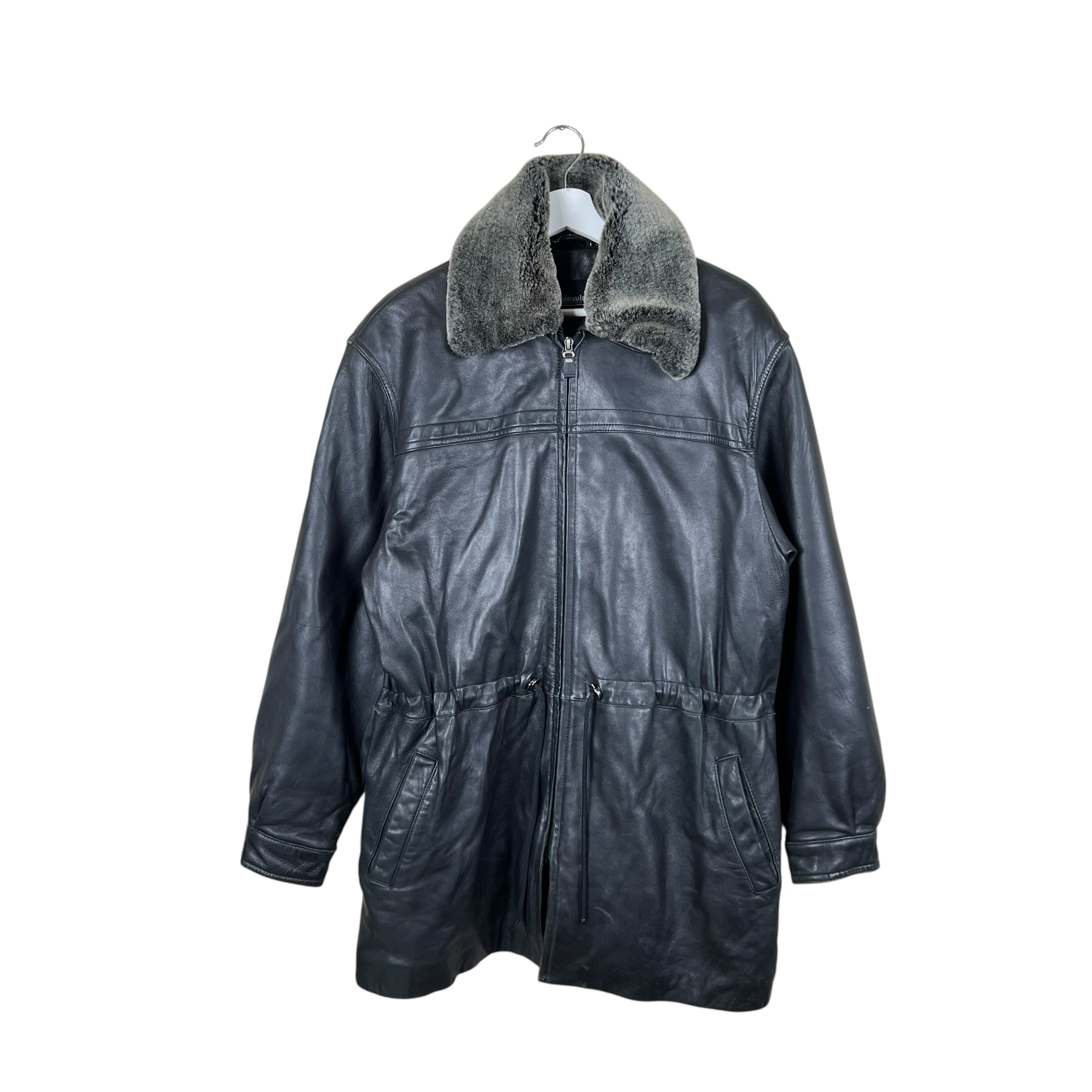 Vintage Daniel Women’s Fur Leather Parka Jacket Black