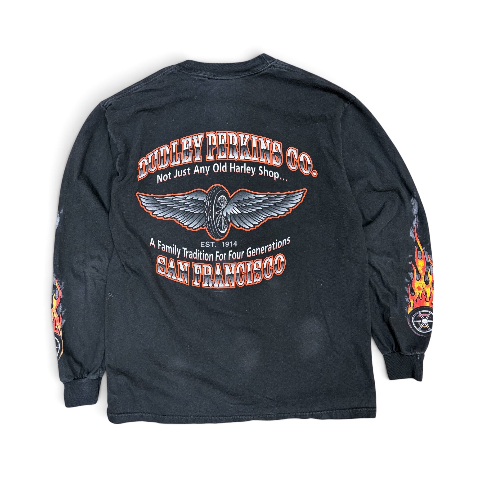 Vintage Harley Davidson Flames Longsleeve Black