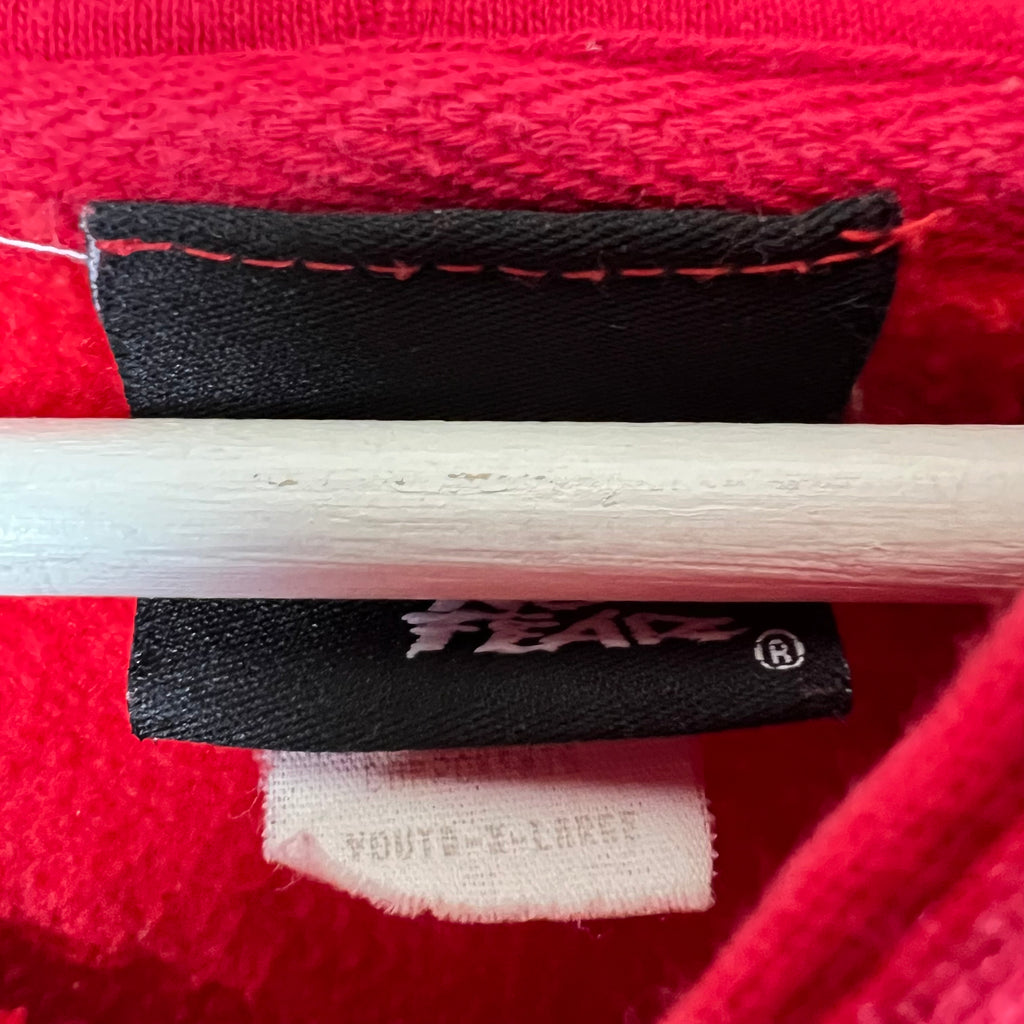 Vintage No Fear Youth Flaming Spade Hoodie Chilli Red