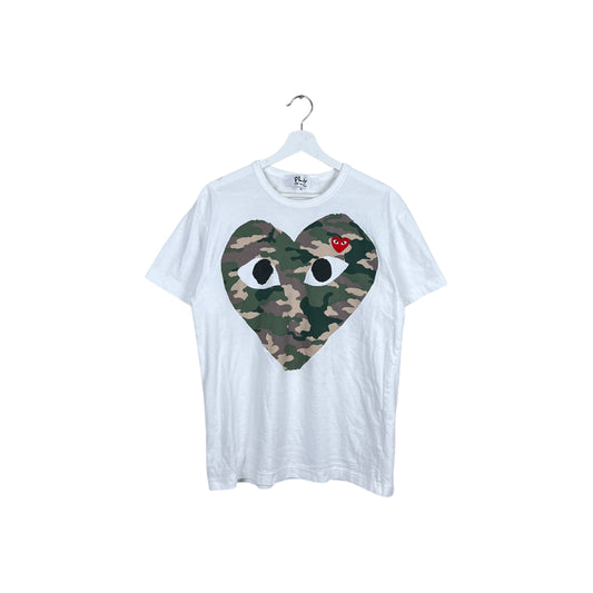 Commes Des Garçon PLAY Camo Heart Tee White