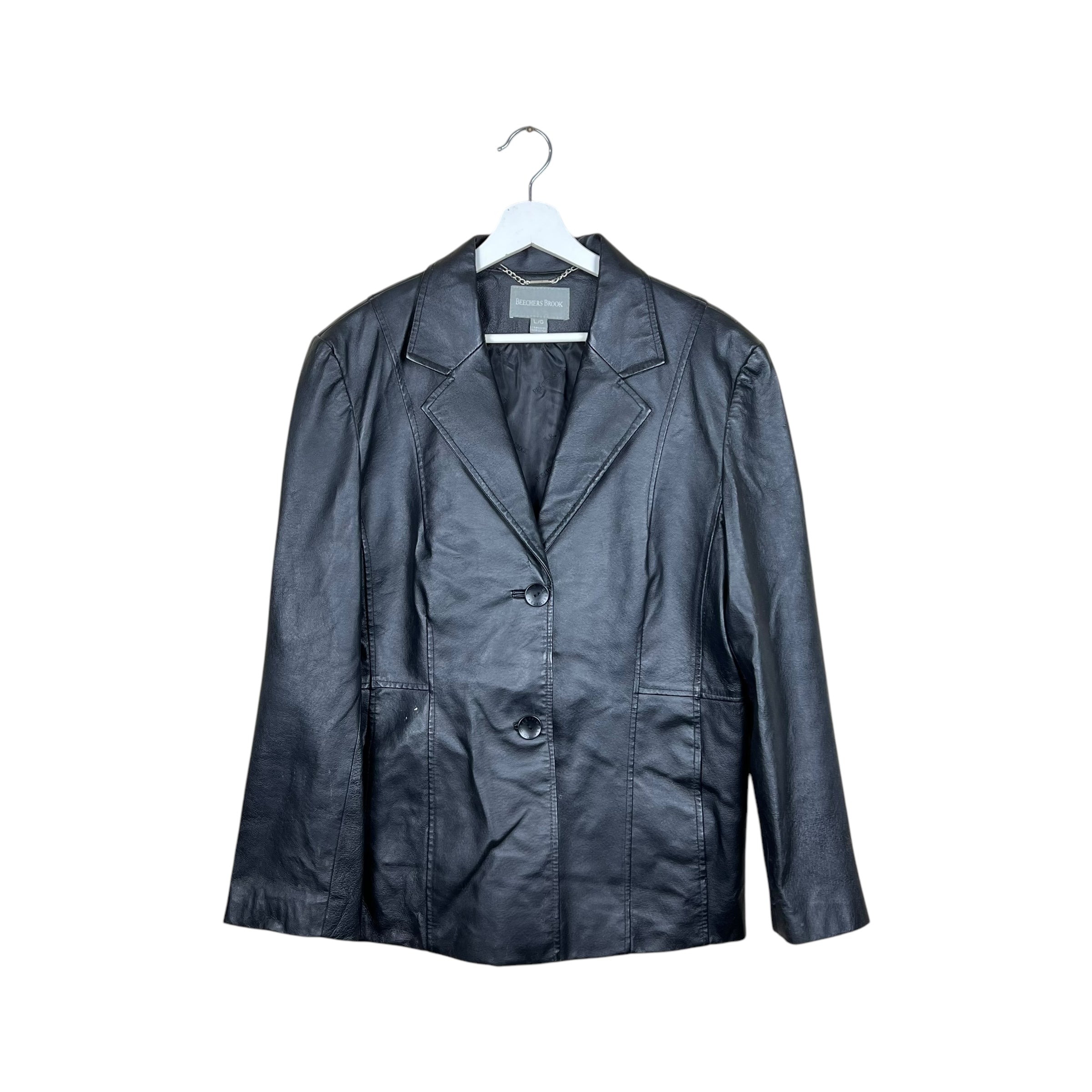 Vintage Beechers Brook Women’s Leather Blazer Jacket Black