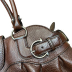 Salvatore Ferragamo Gancini Shoulder Satchel Brown