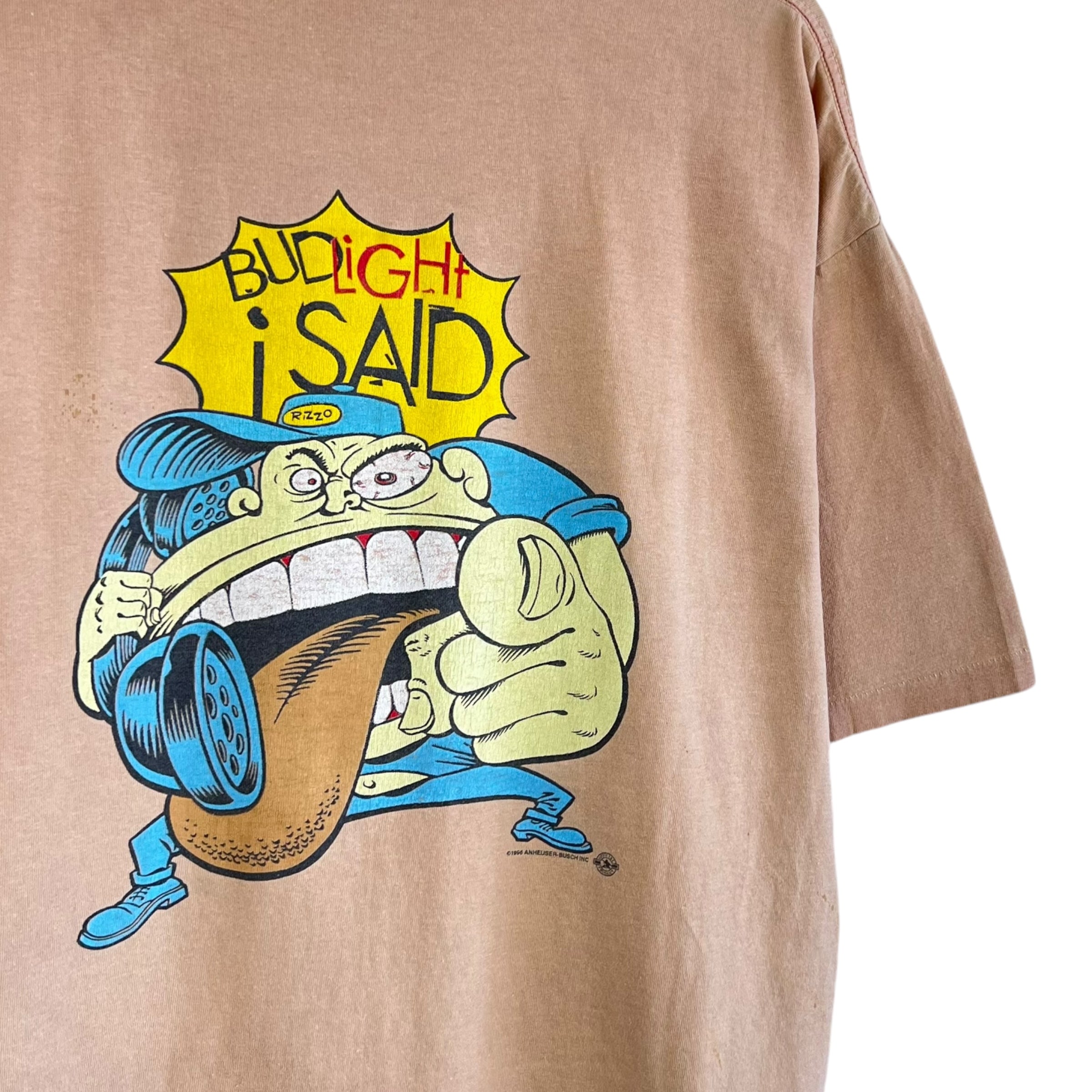 1996 Budweiser “Bud Light I Said!” Character Graphic Tee Salmon