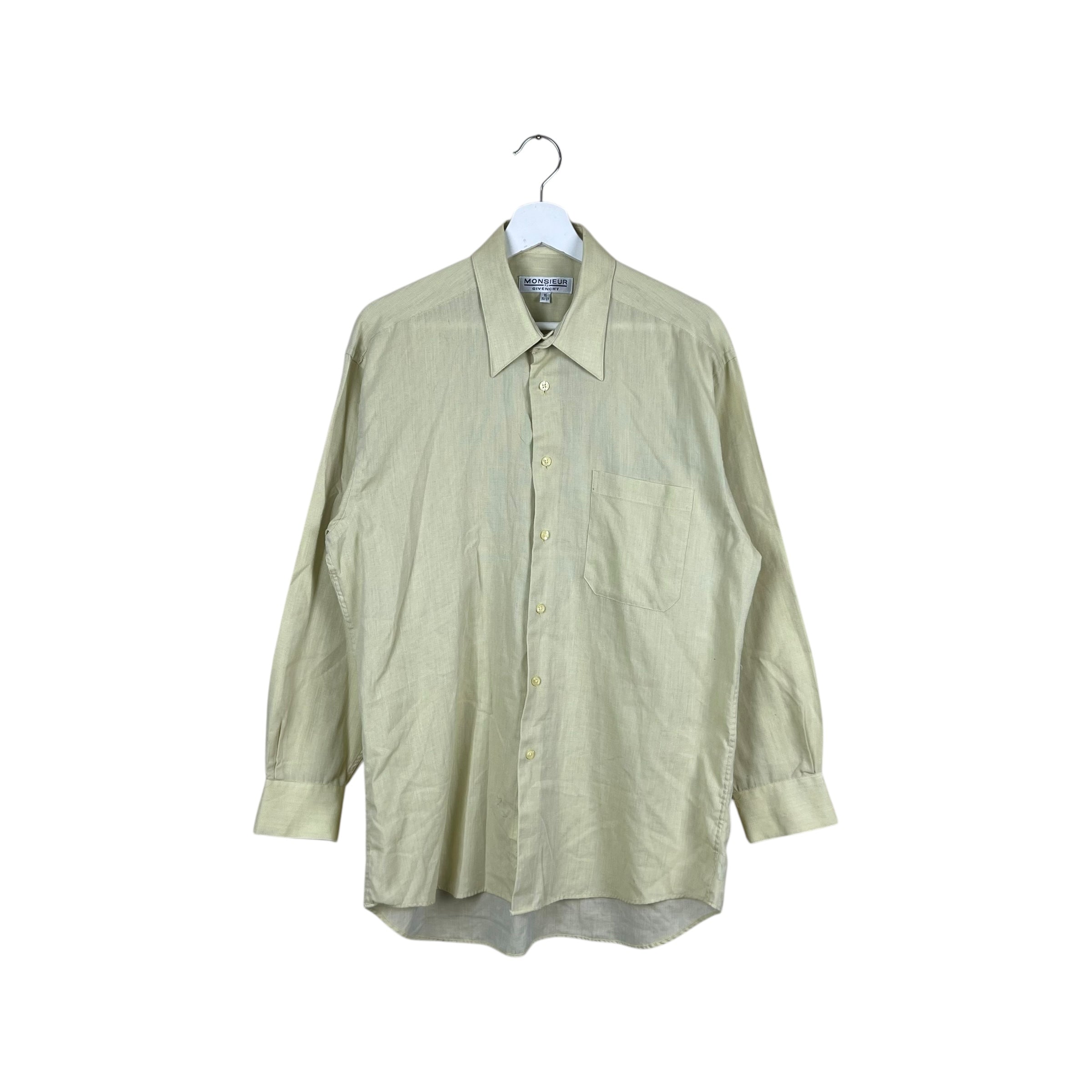 Vintage Monsieur By Givenchy Dress Shirt Pale Yellow