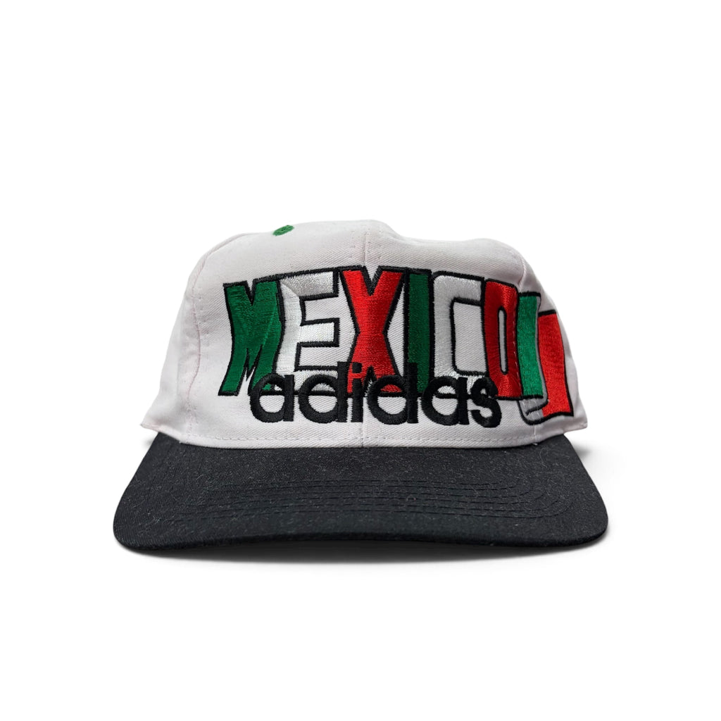 Vintage Adidas Mexico Flag Spellout SnapBack White