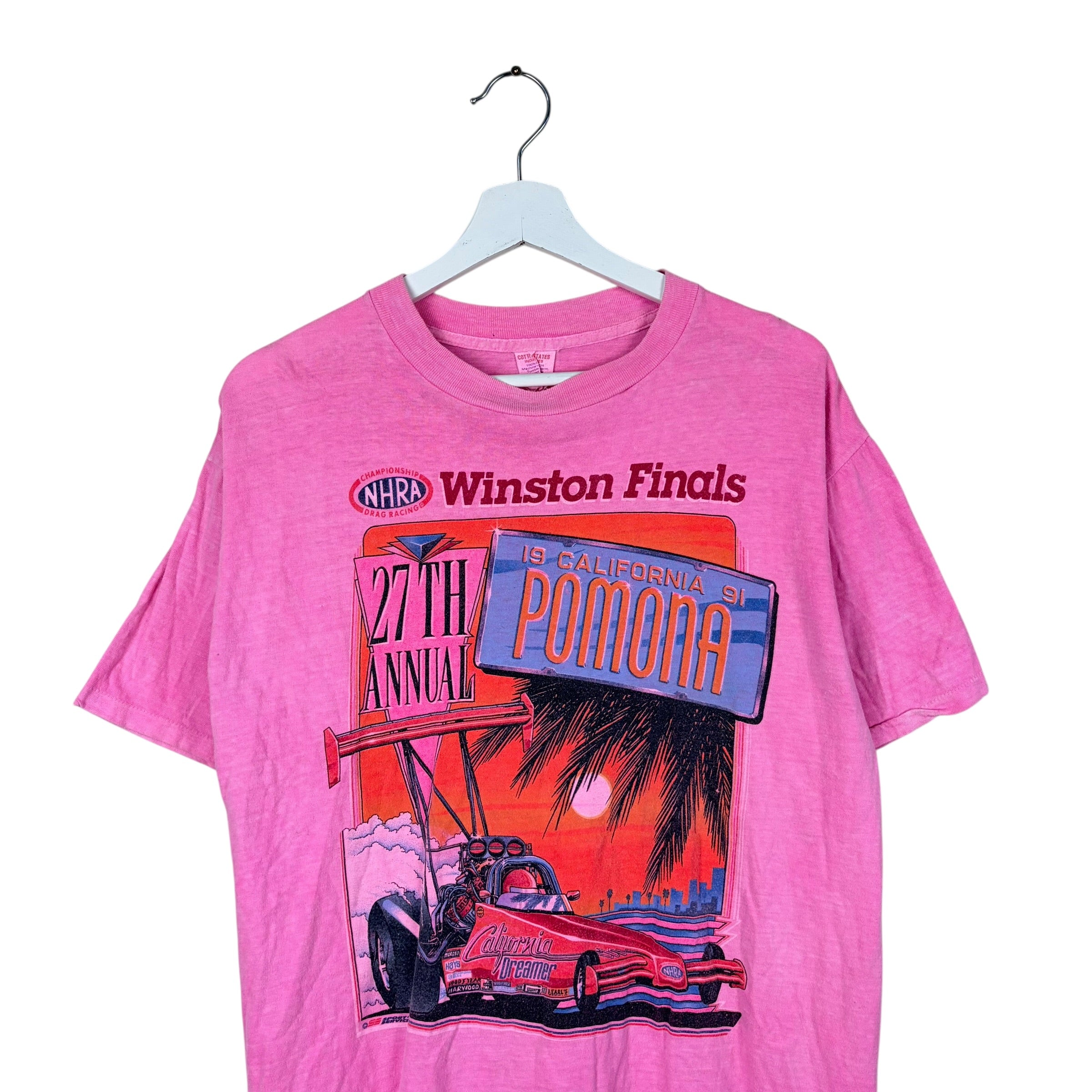 Vintage NHRA Winston Finals Racing Tee Pigment Dyed Pink