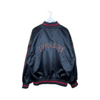 Vintage Reebok Allen Iverson Embroidered Logo Satin Bomber Jacket Black