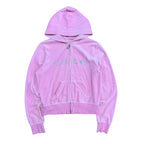 Vintage Bebe Women’s Bedazzled Logo Velour Hoodie Pink