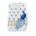 Vintage The Eagle’s Eye Peacock Knit Vest White