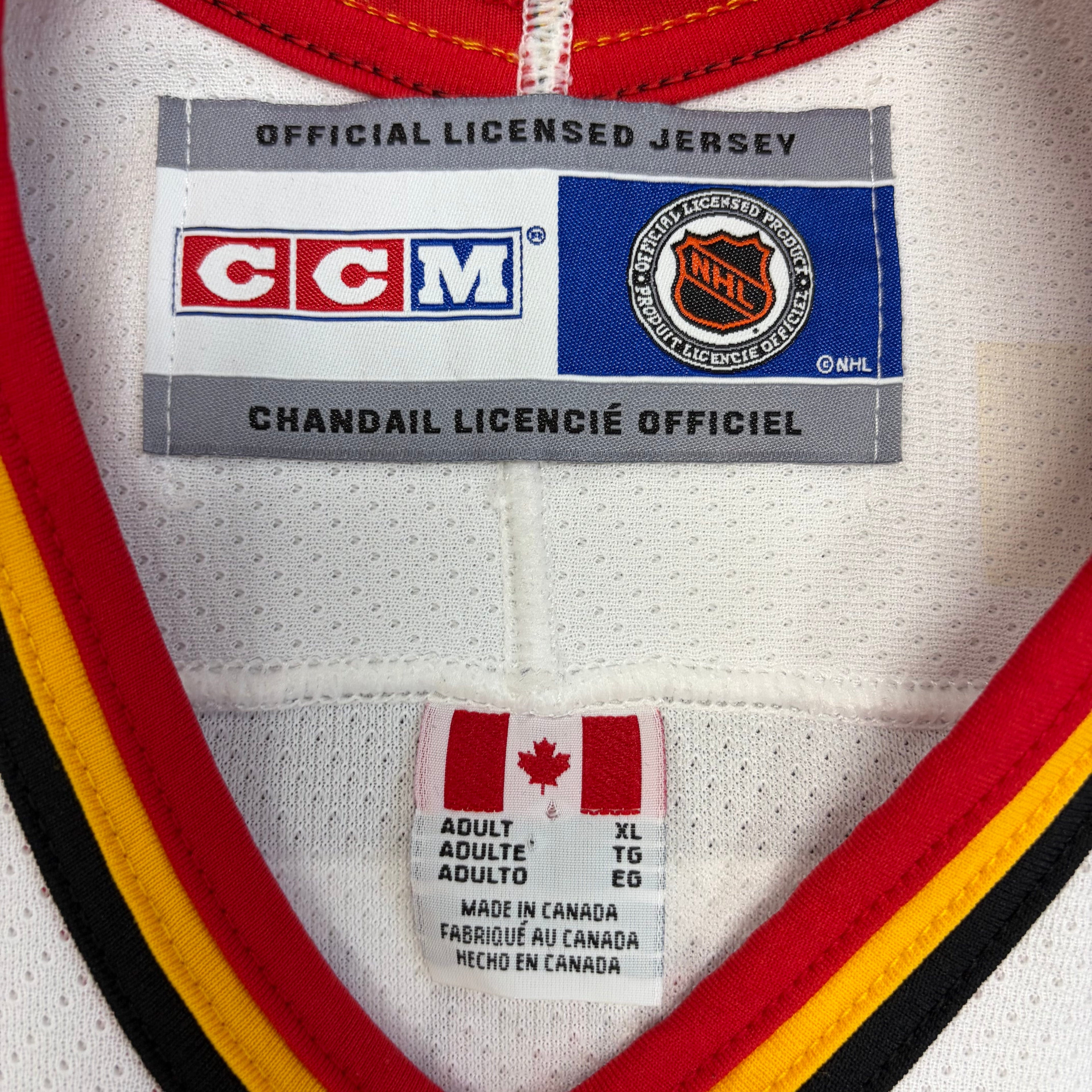 Vintage CCM NHL Calgary Flames Jerome Iginla Away Jersey White