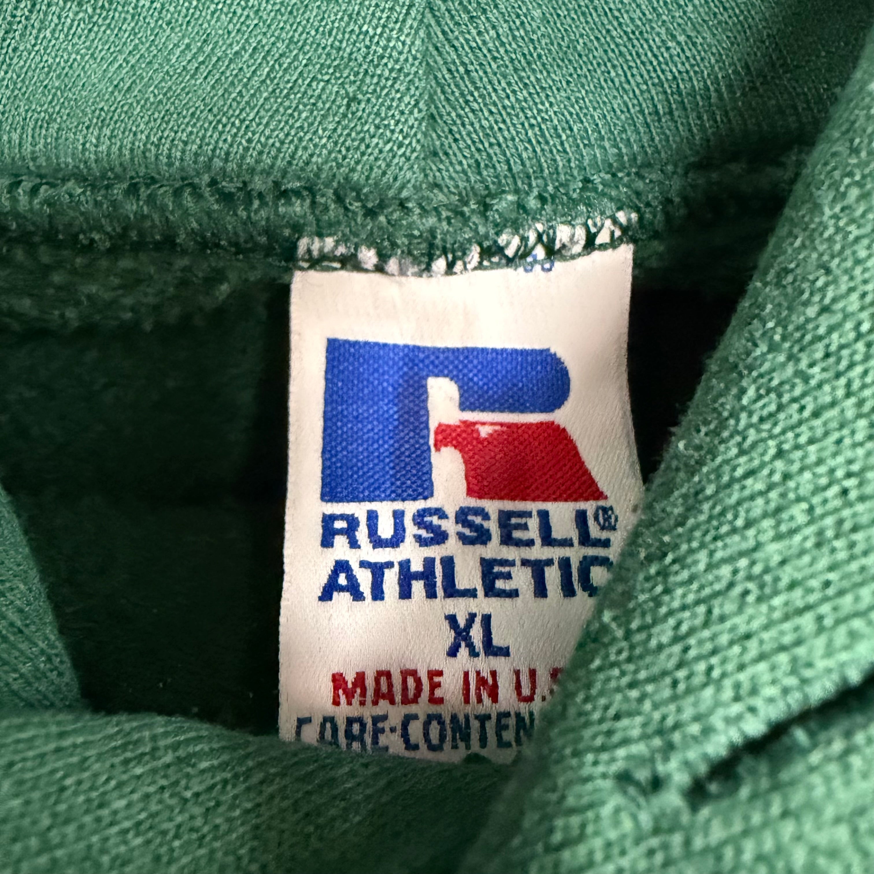 Vintage 90s Russell Athletic Blank Pullover Hoodie Green