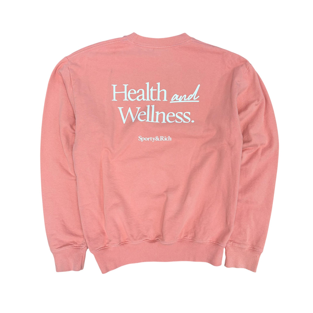 Sporty & Rich “Health & Wellness” Logo Crewneck Coral