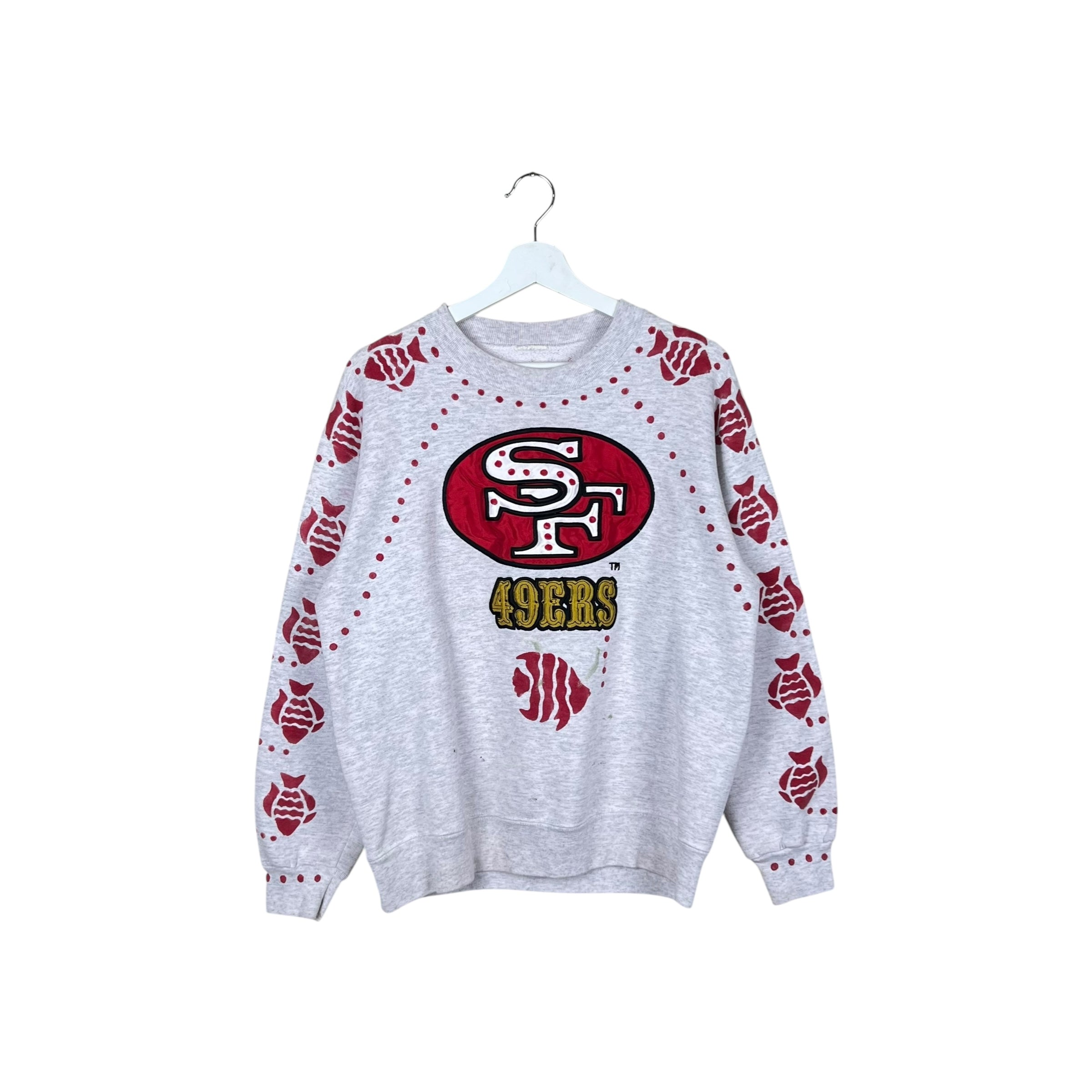 Vintage Custom NFL San Francisco 49ers Embroidered Logo Crewneck Grey