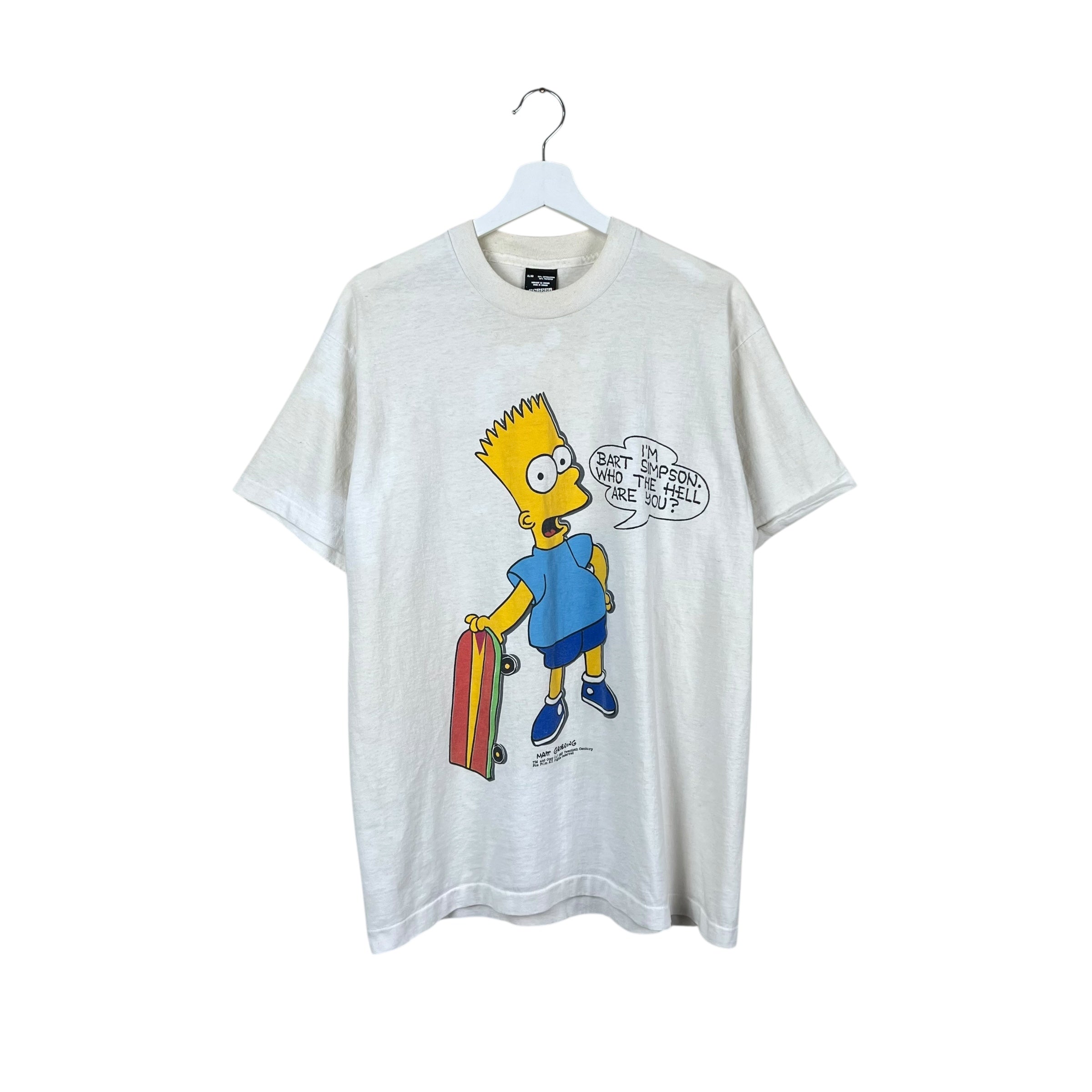 1990 The Simpsons Bart Simpson Skateboard Tee White