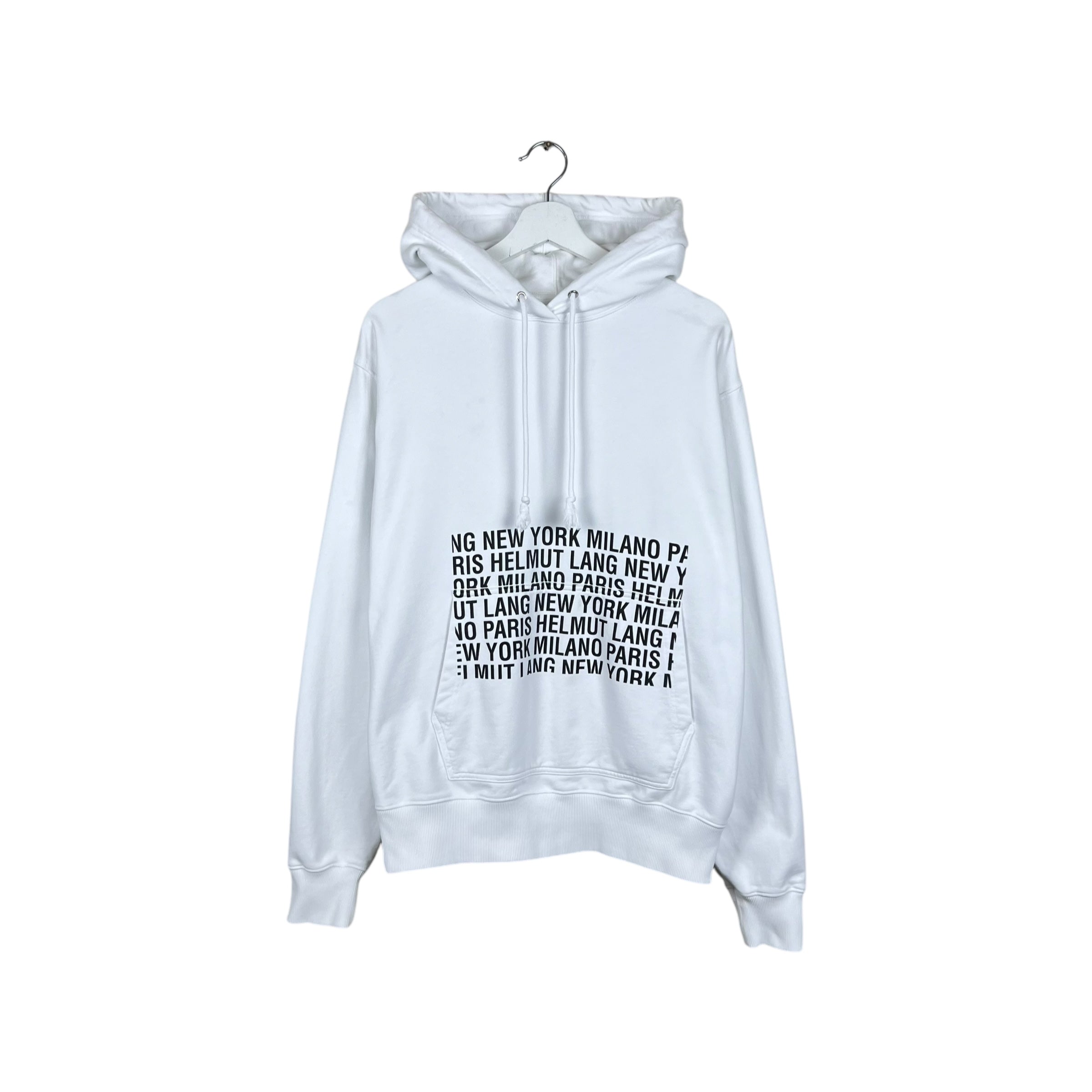 Helmut Lang Box Logo Hoodie White