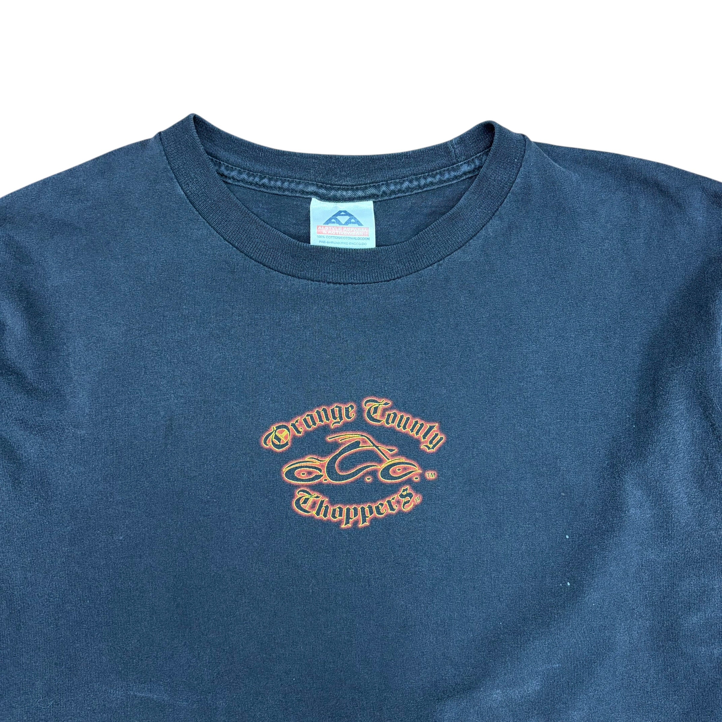 Vintage Orange County Choppers Flames Cross Logo Longsleeve Faded Black