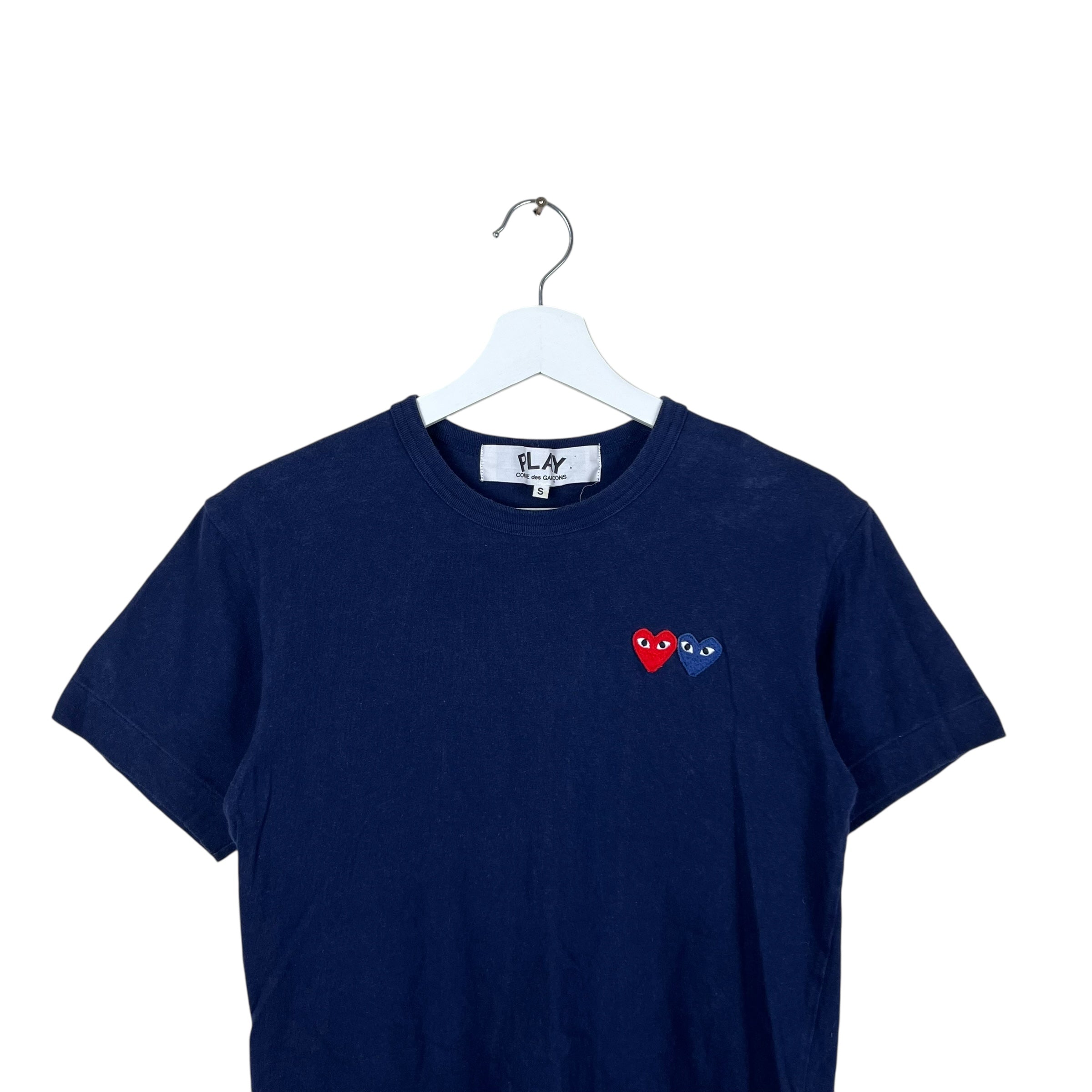 Commes Des Garçons PLAY Double Heart Tee Navy