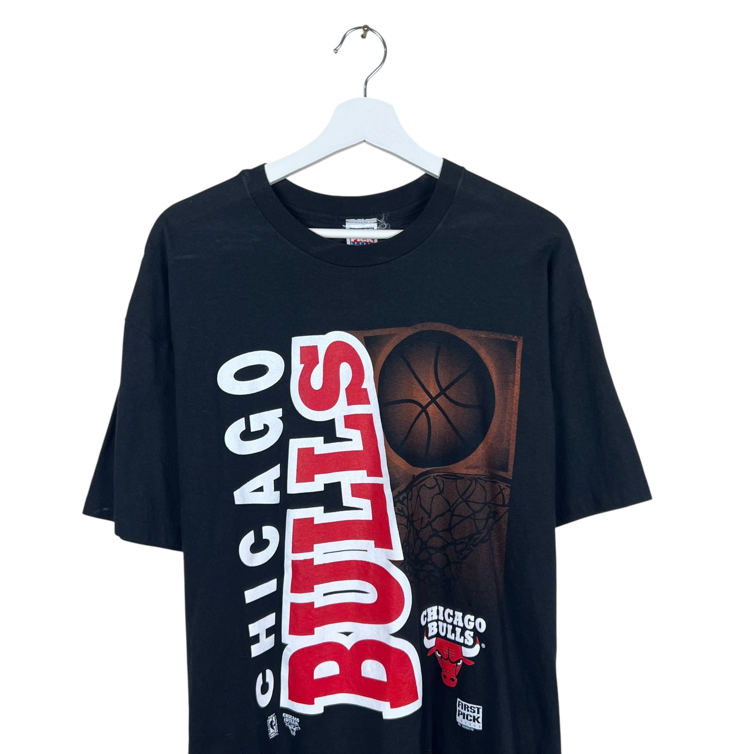 Vintage First Pick NBA Chicago Bulls Logo Tee Black