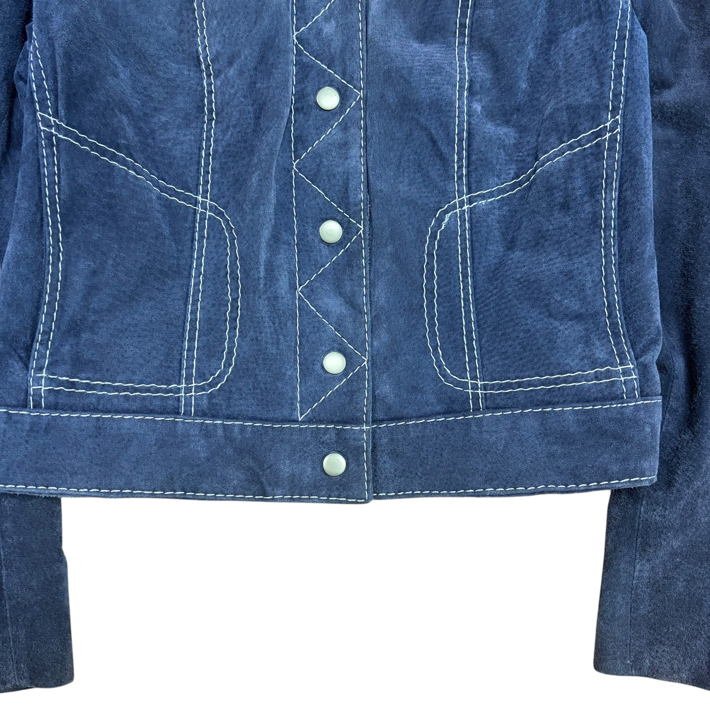 Vintage Danier Women’s Western Suede Leather Jacket Blue