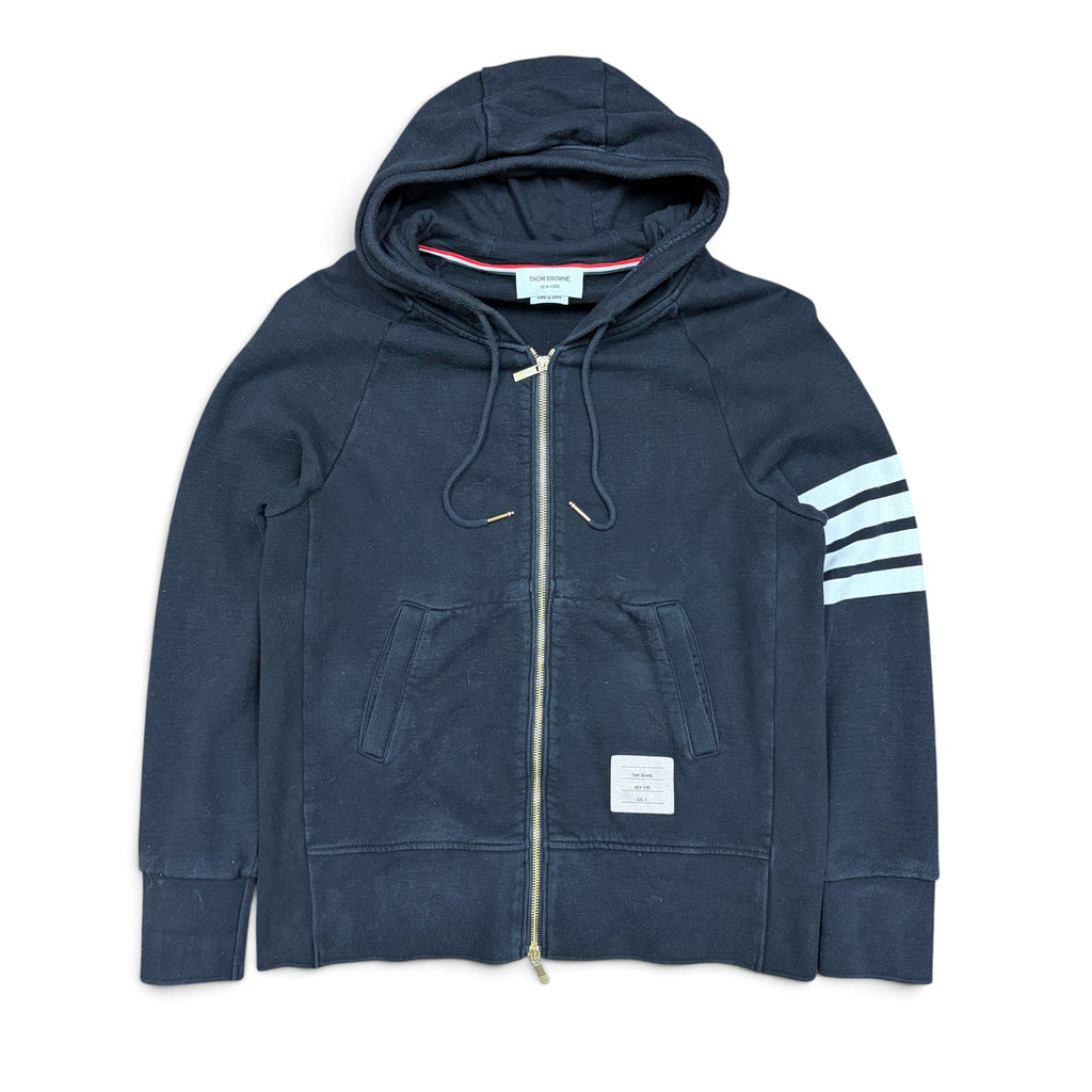 Thom Browne 4 Bar Zip Up Hoodie Black
