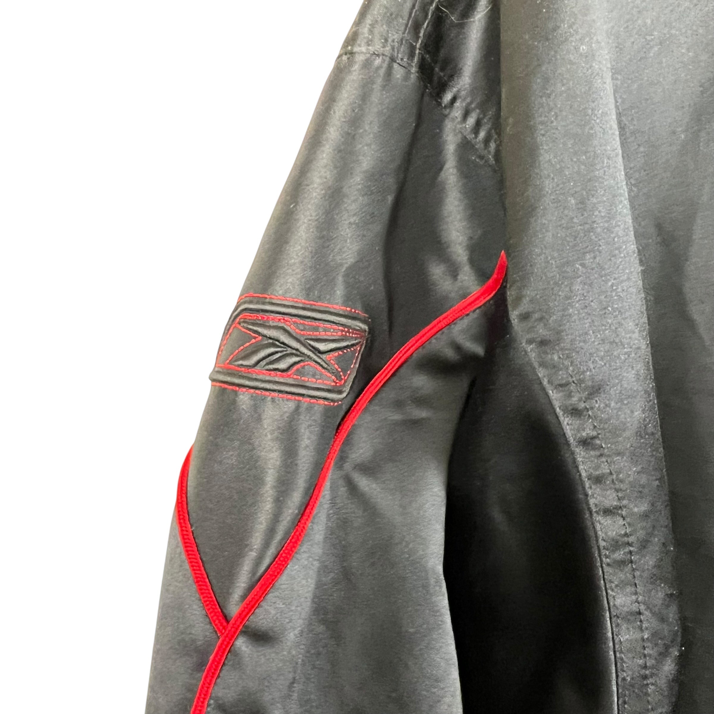 Vintage Reebok Allen Iverson Embroidered Logo Satin Bomber Jacket Black