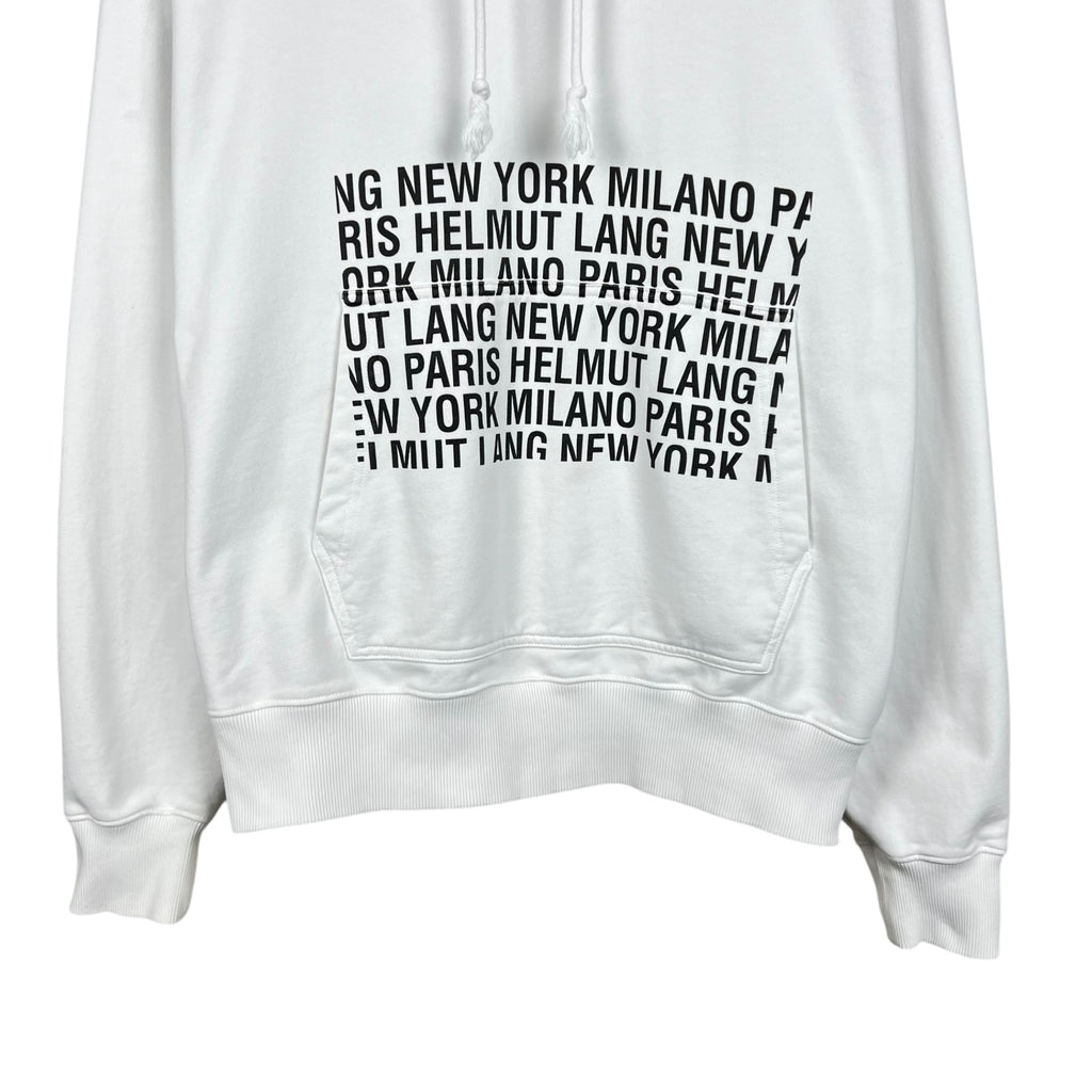 Helmut Lang Box Logo Hoodie White