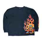 Vintage Y2K JNCO Jeans Dragon Flame Long Sleeve Black