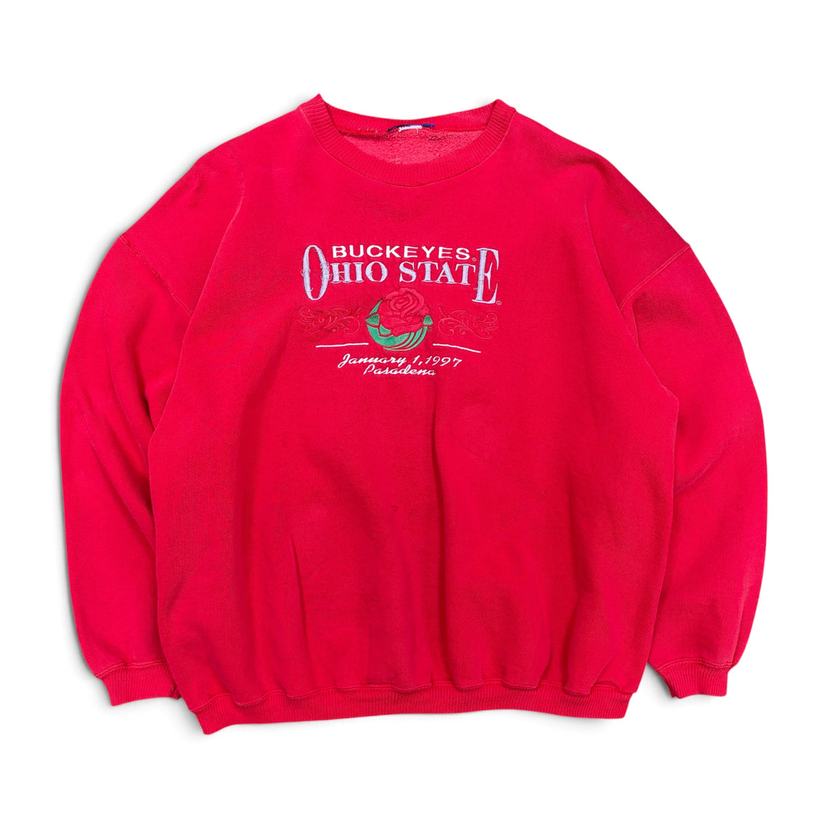 Vintage Ohio State Buckeyes Embroidered Crewneck Red