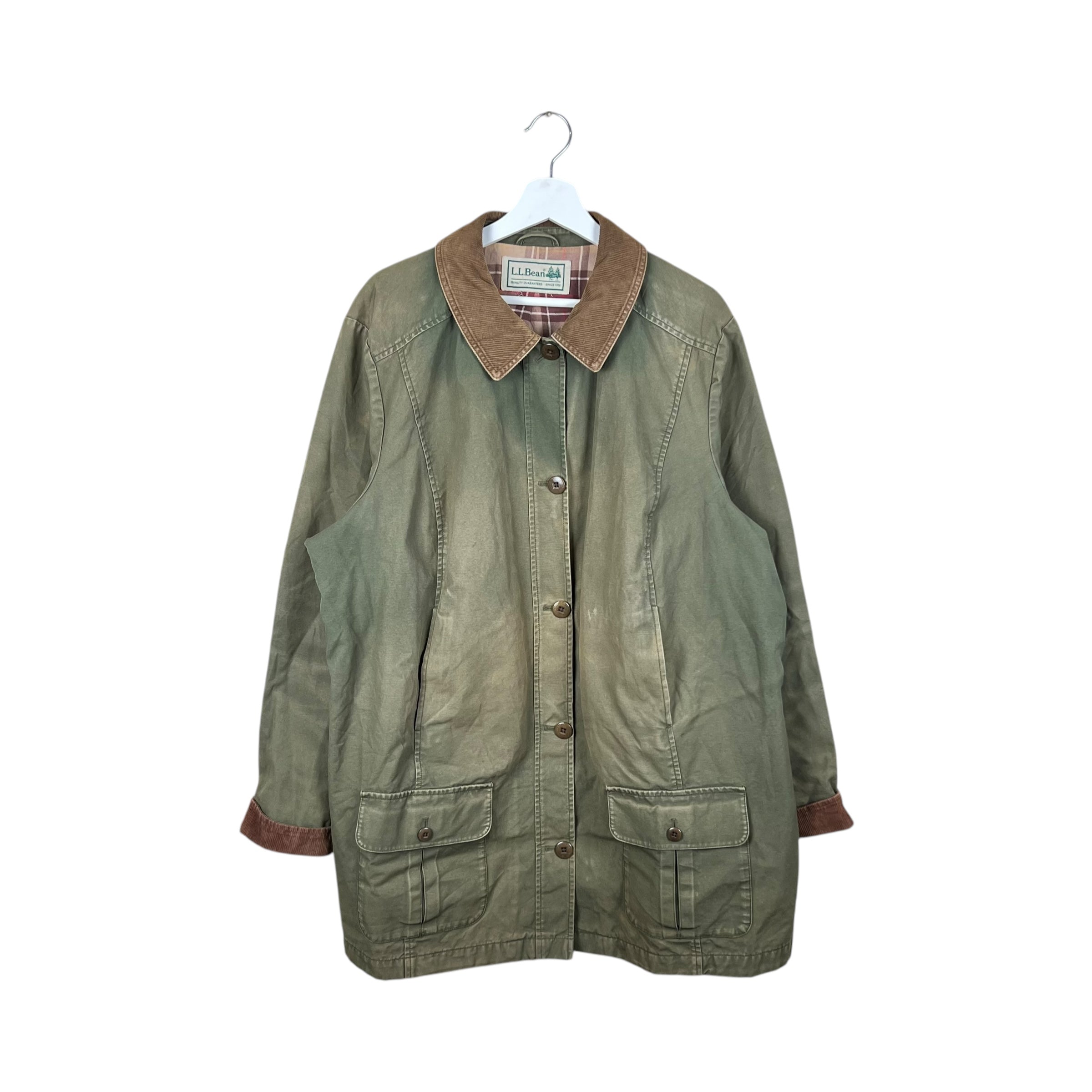 Vintage L.L. Bean Blanket Lined Chore Jacket Sun Faded Green