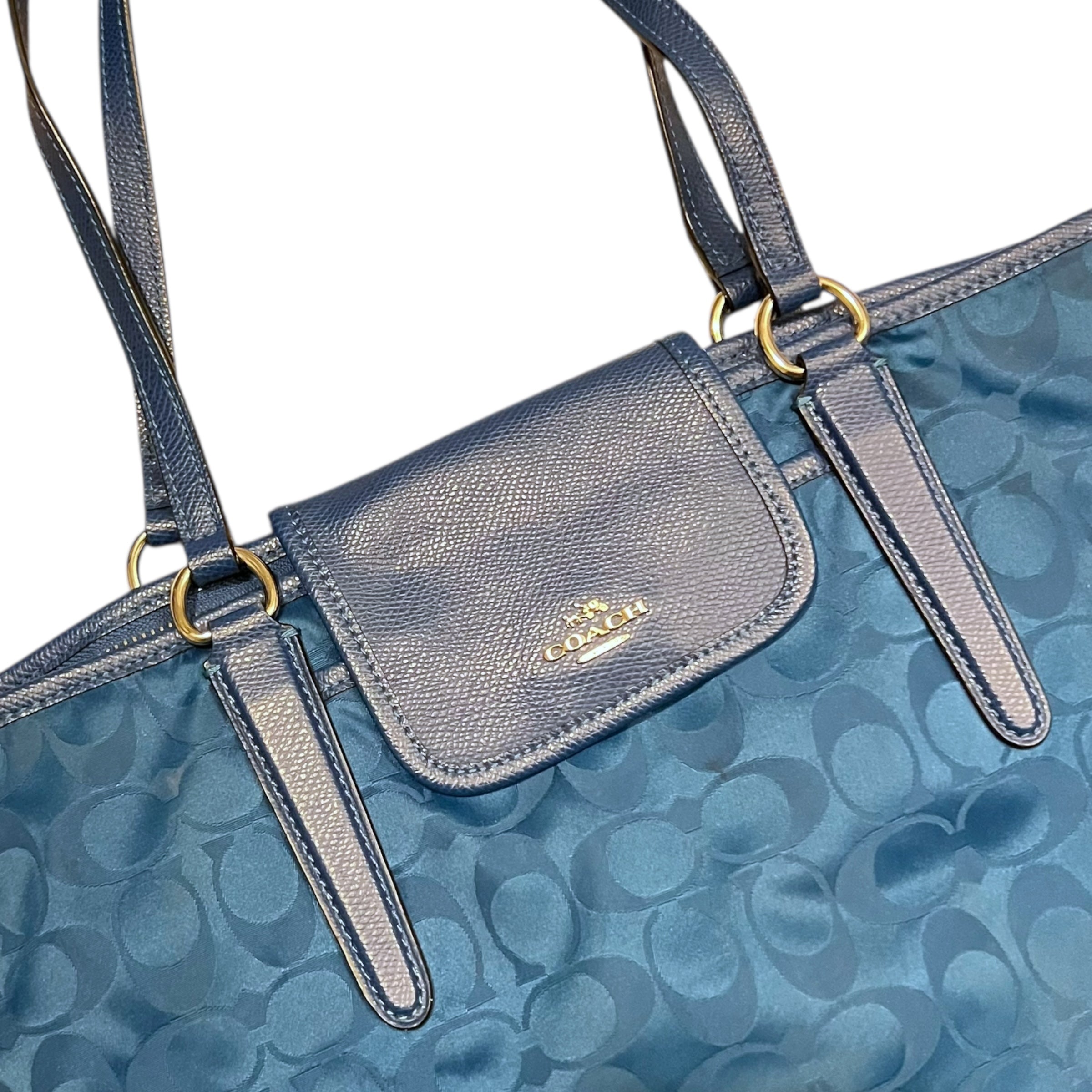 Coach Ward Signature Nylon Tote Bag Blue