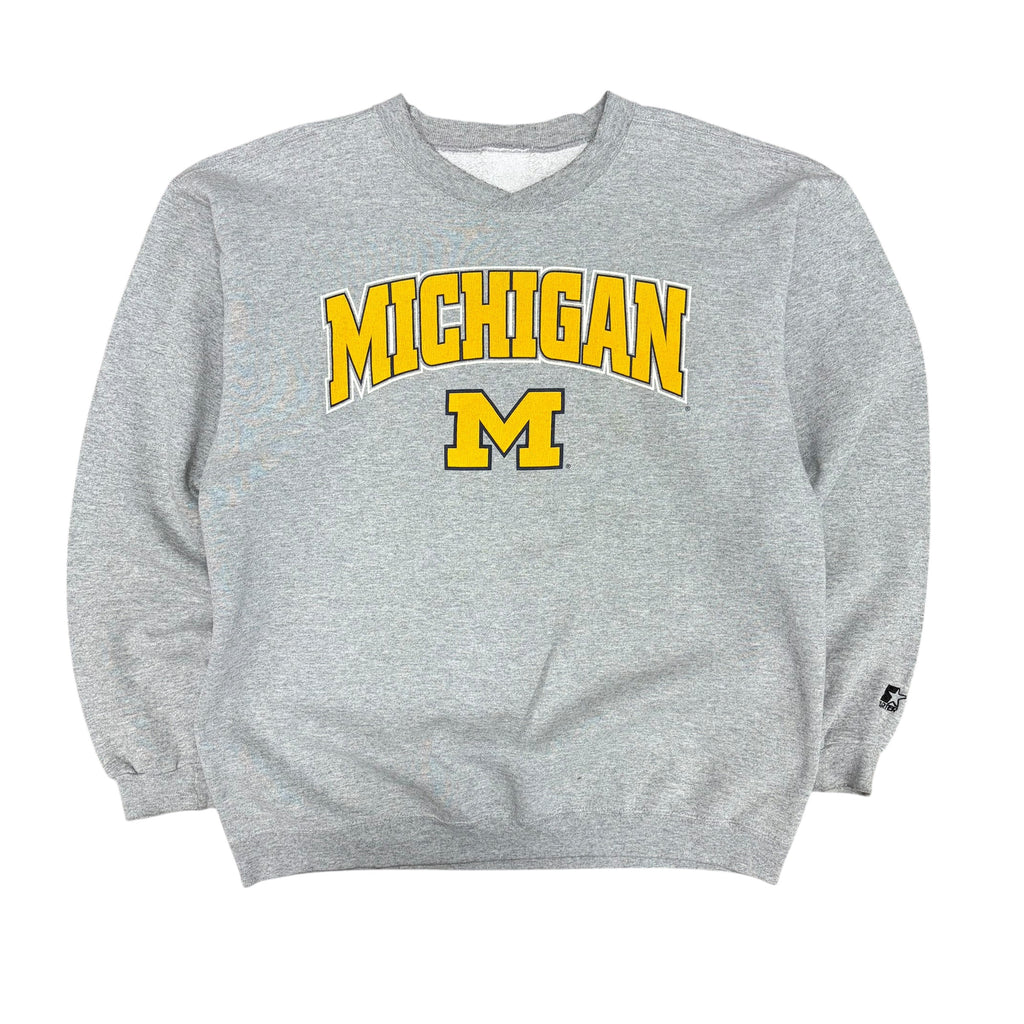 Vintage Starter Michigan University Arch Spellout Crewneck Grey