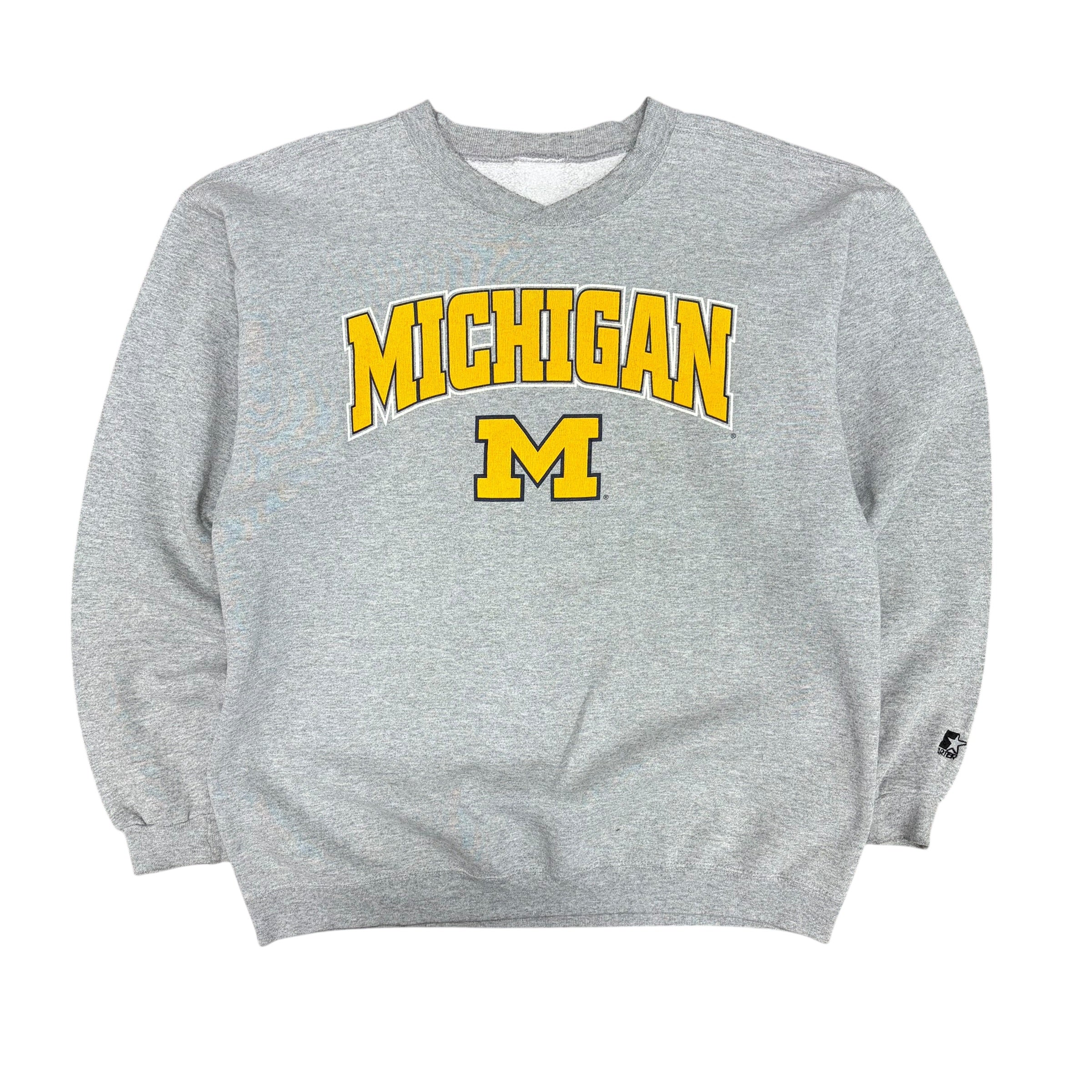 Vintage Starter Michigan University Arch Spellout Crewneck Grey