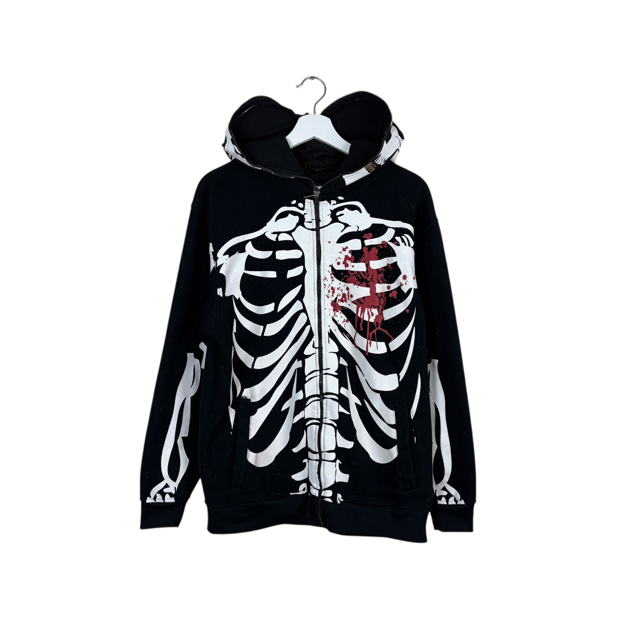 Vintage Mecca Y2K Skeleton Full Zip Hoodie Black