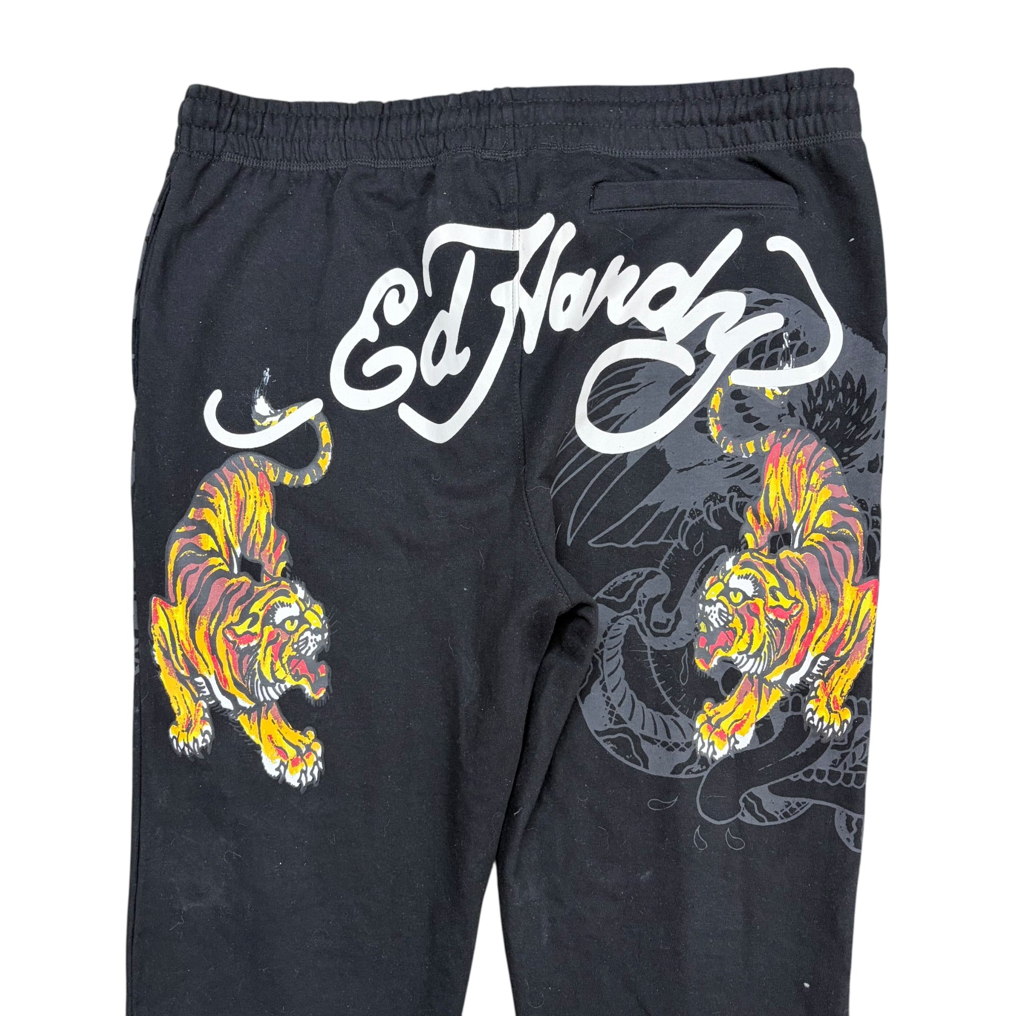 Y2K Ed Hardy Tiger Print Sweatpants Black