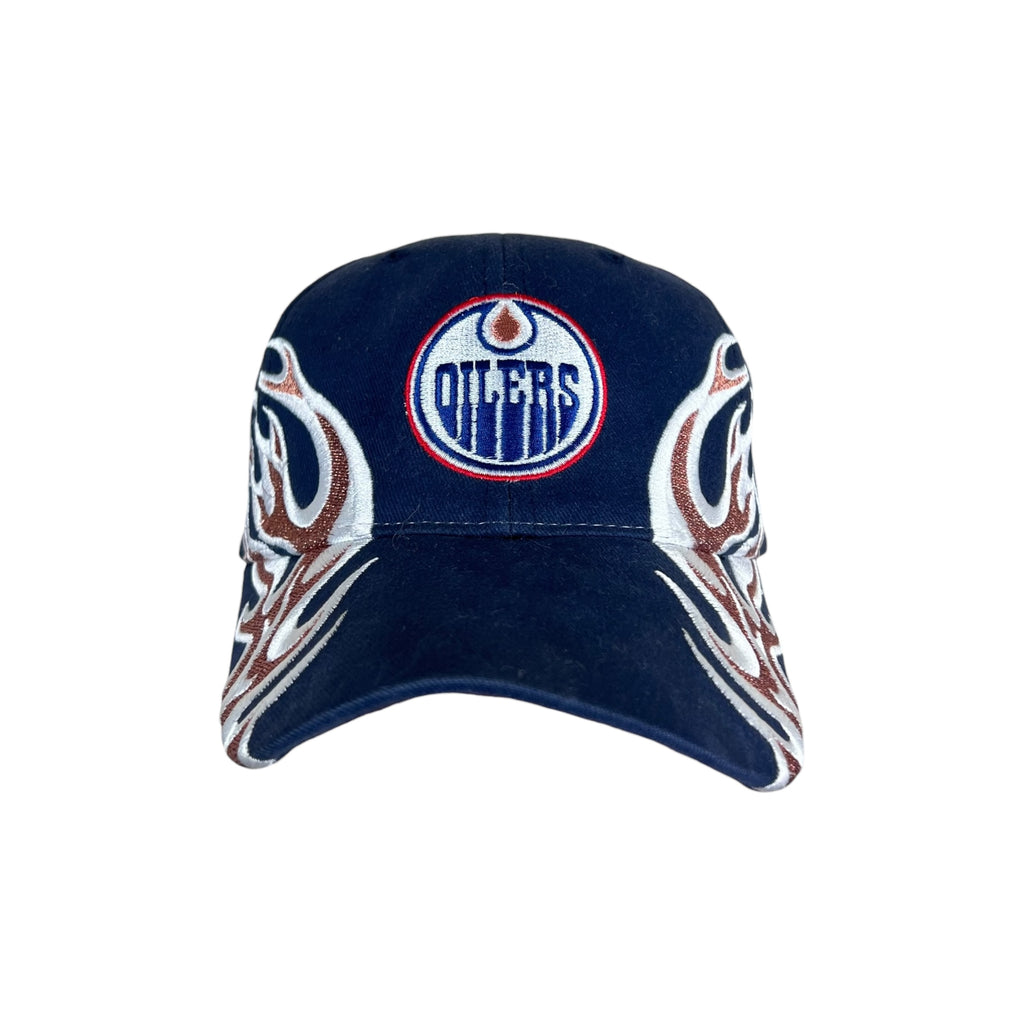 Vintage ANCO NHL Edmonton Oilers Flaming Embroidery Logo StrapBack