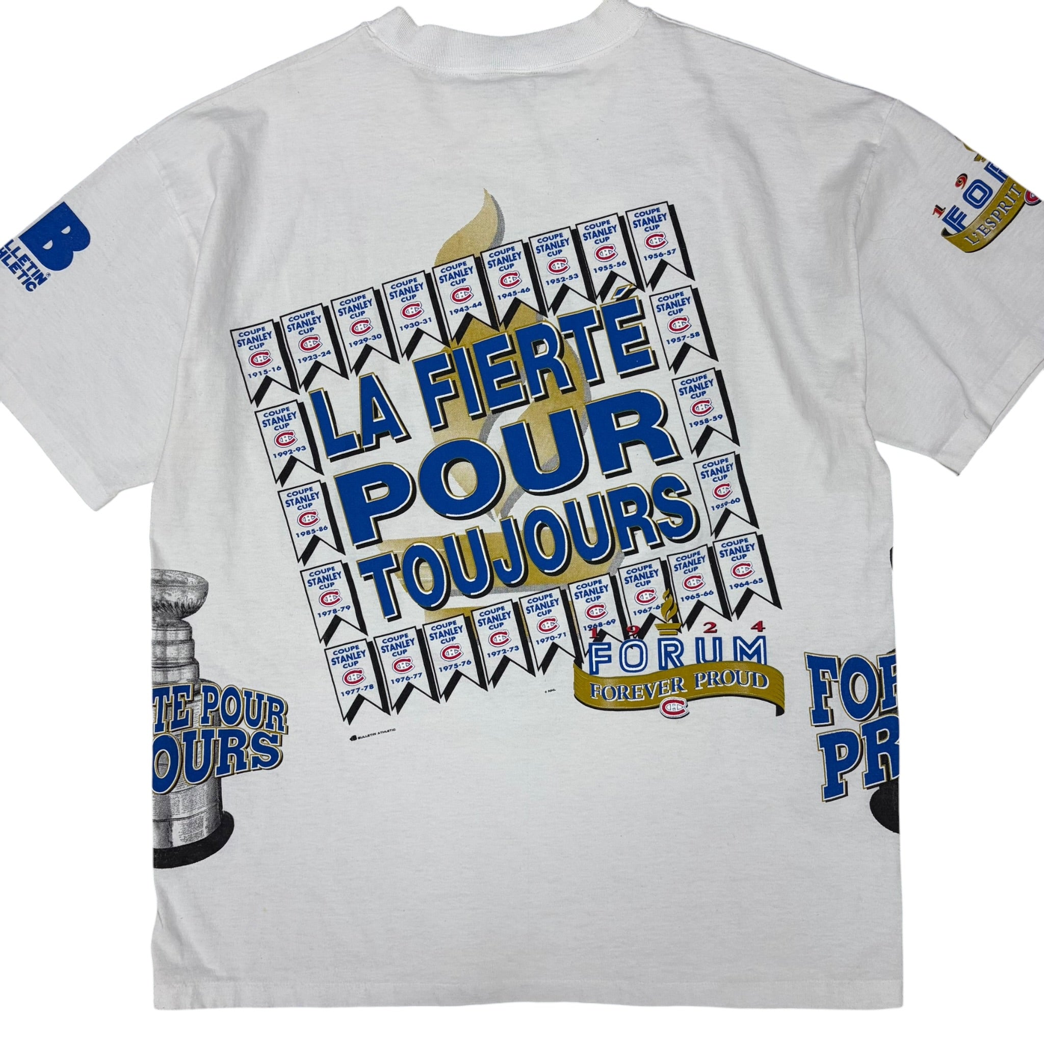1993 Bulletin NHL Montreal Canadiens Forum “Forever Proud” AOP Tee White