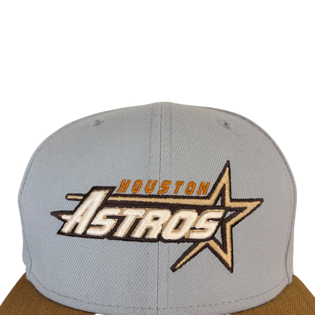 Vintage New Era MLB Houston Astros Spellout Fitted Hat Grey